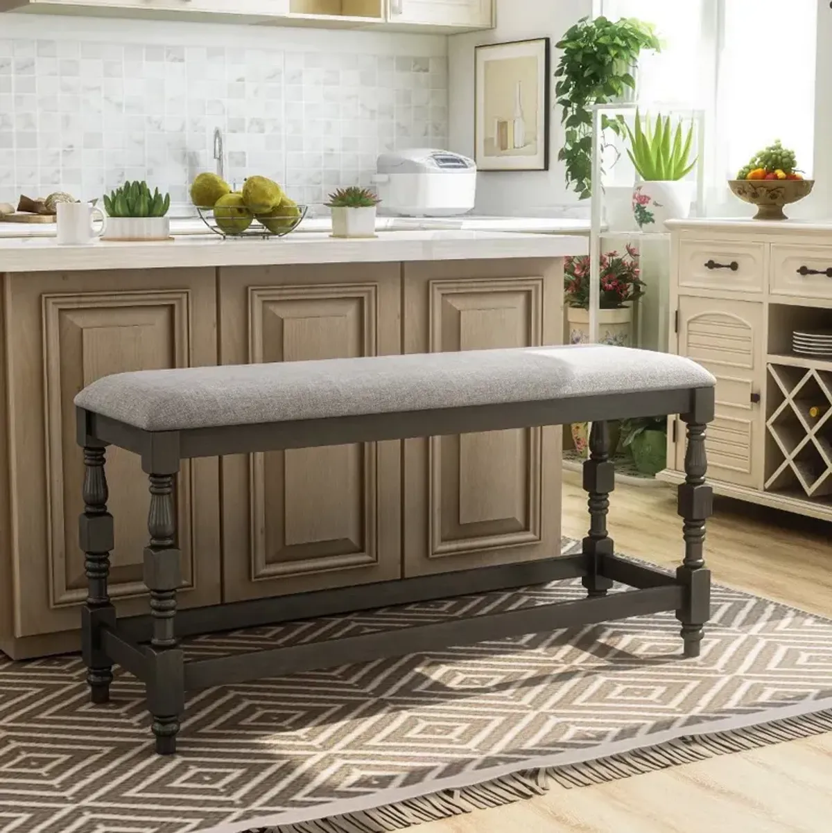 Weighton Dark Gray Counter Height Dining Bench