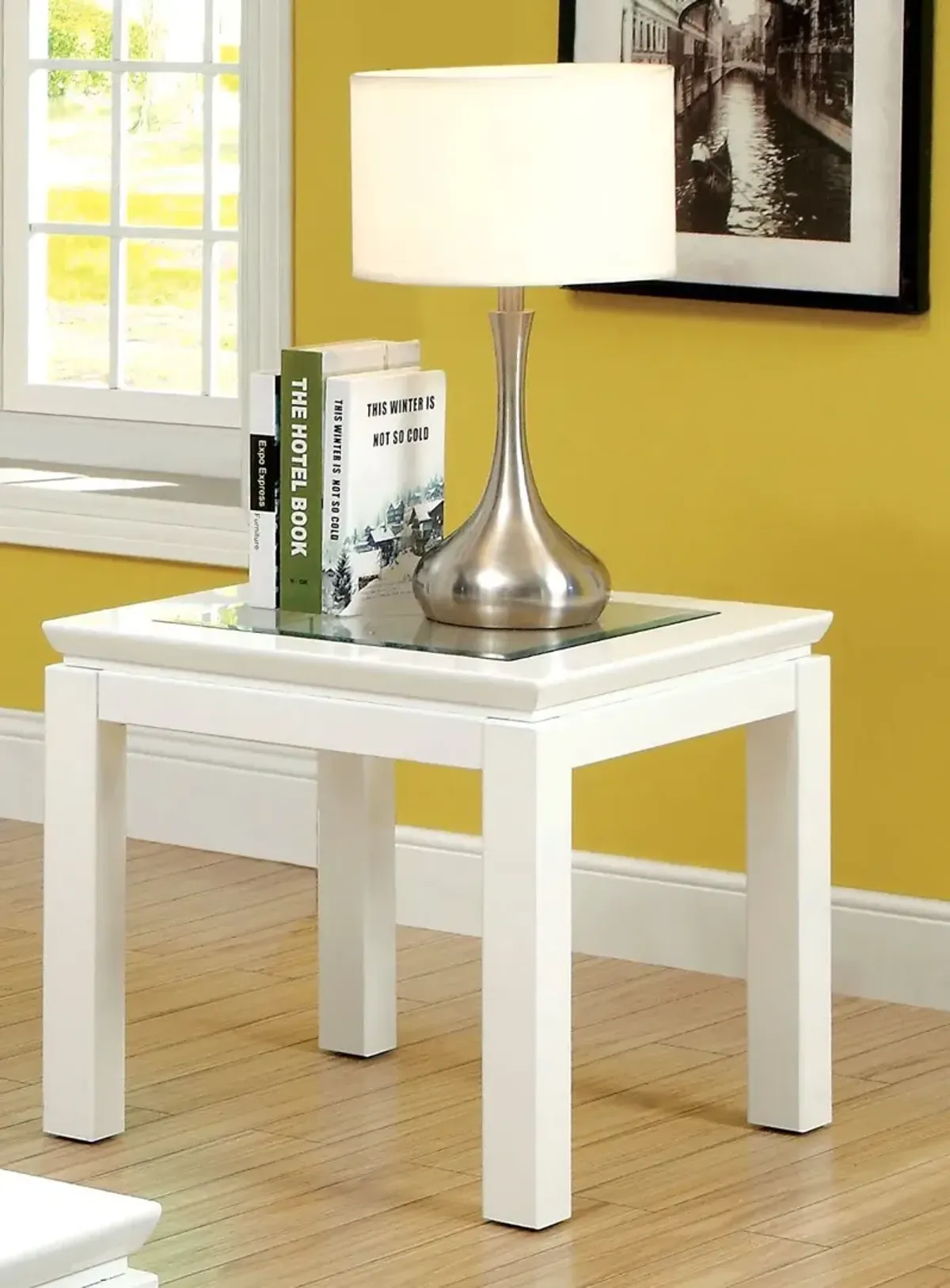 Kristof White End Table