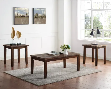 Korlyn Walnut Brown 3 Piece Coffee Table Set