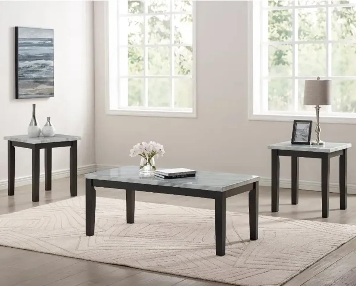 Korlyn White and Brown 3 Piece Coffee Table SEt