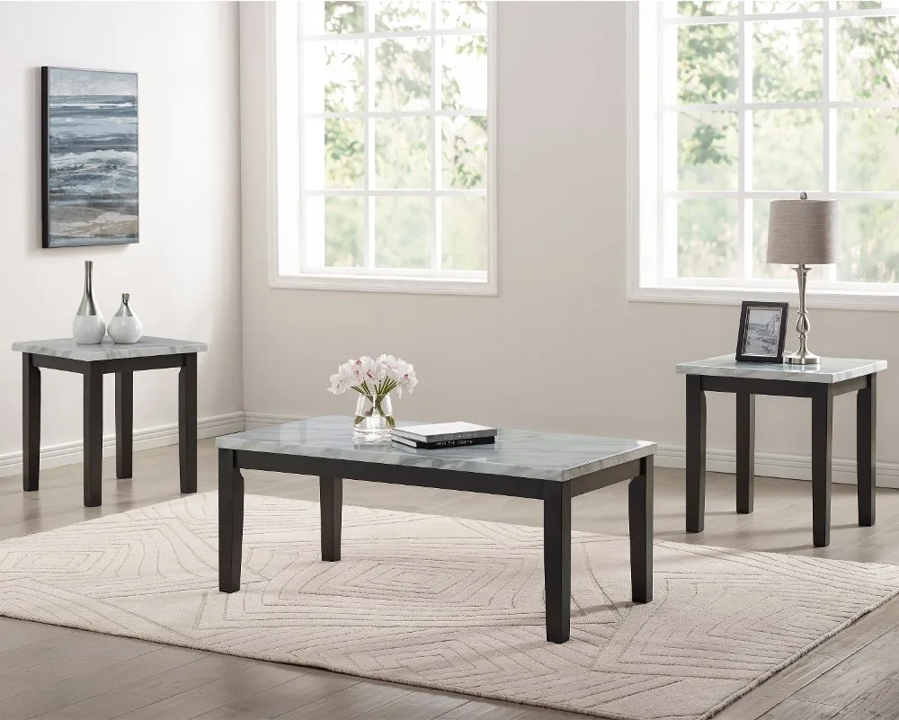 Korlyn White and Brown 3 Piece Coffee Table SEt