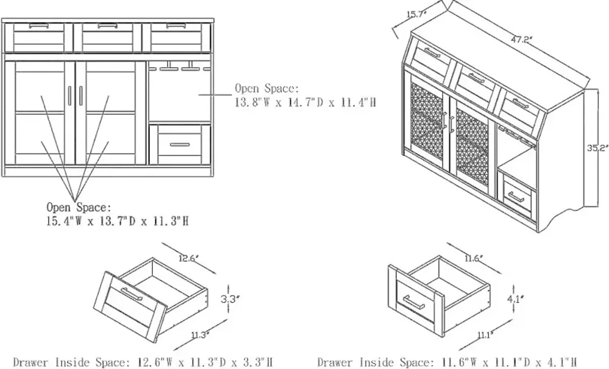 Coffman Brown Buffet with Wine Storage