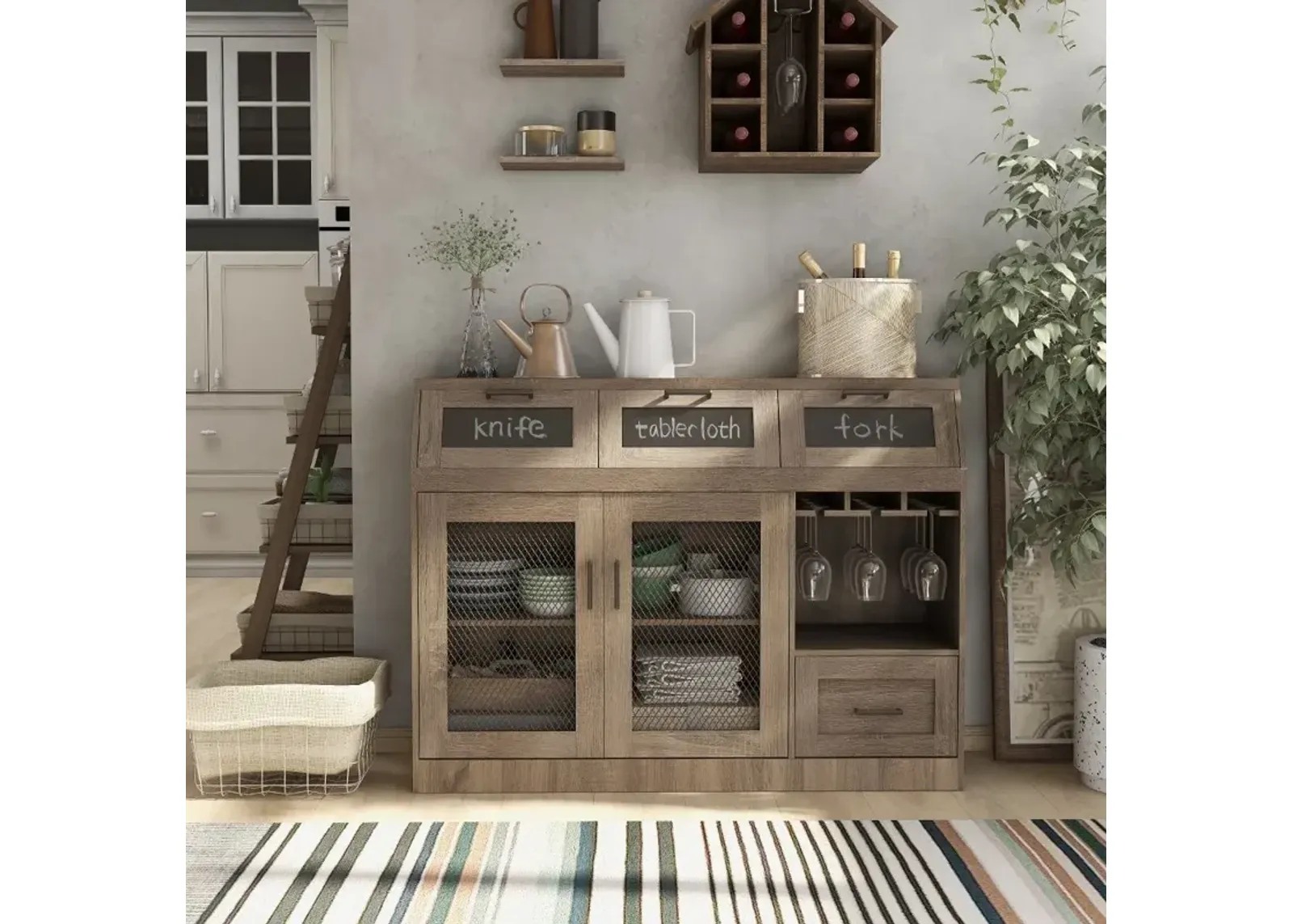 Coffman Brown Buffet with Wine Storage