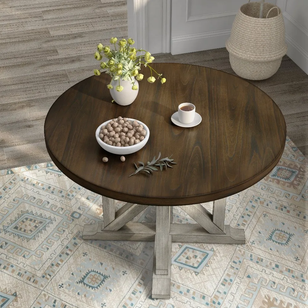 Kadda Antique White Round Dining Table