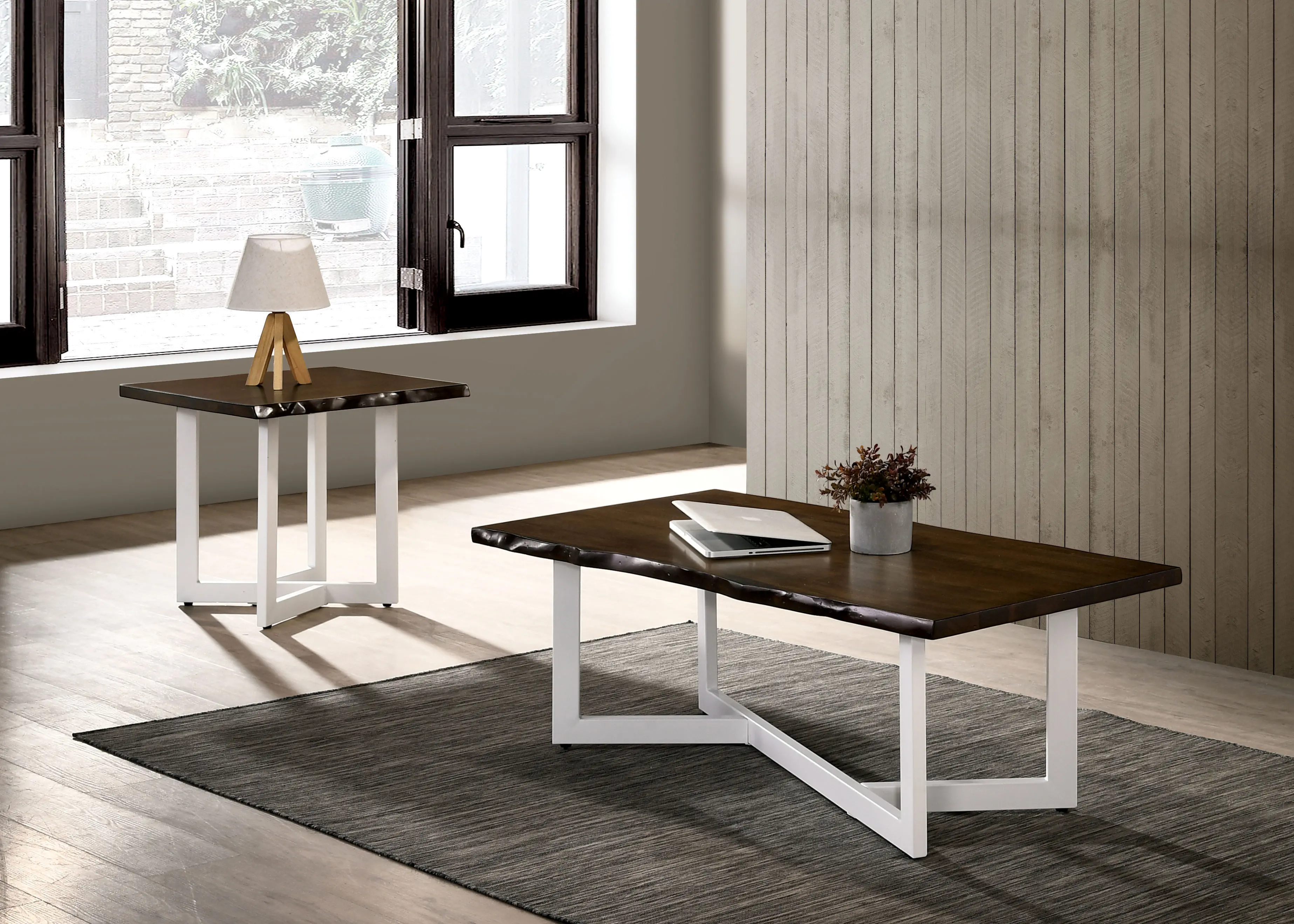 Krestian Oak and White 2-Piece Coffee and End Table Set