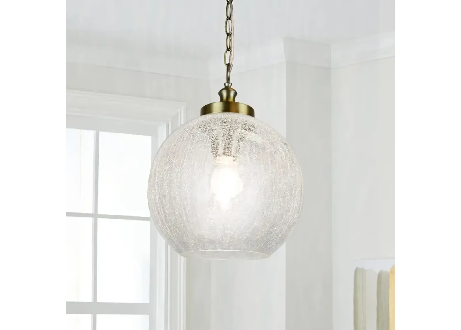 Globe Crackle Glass Pendant Light