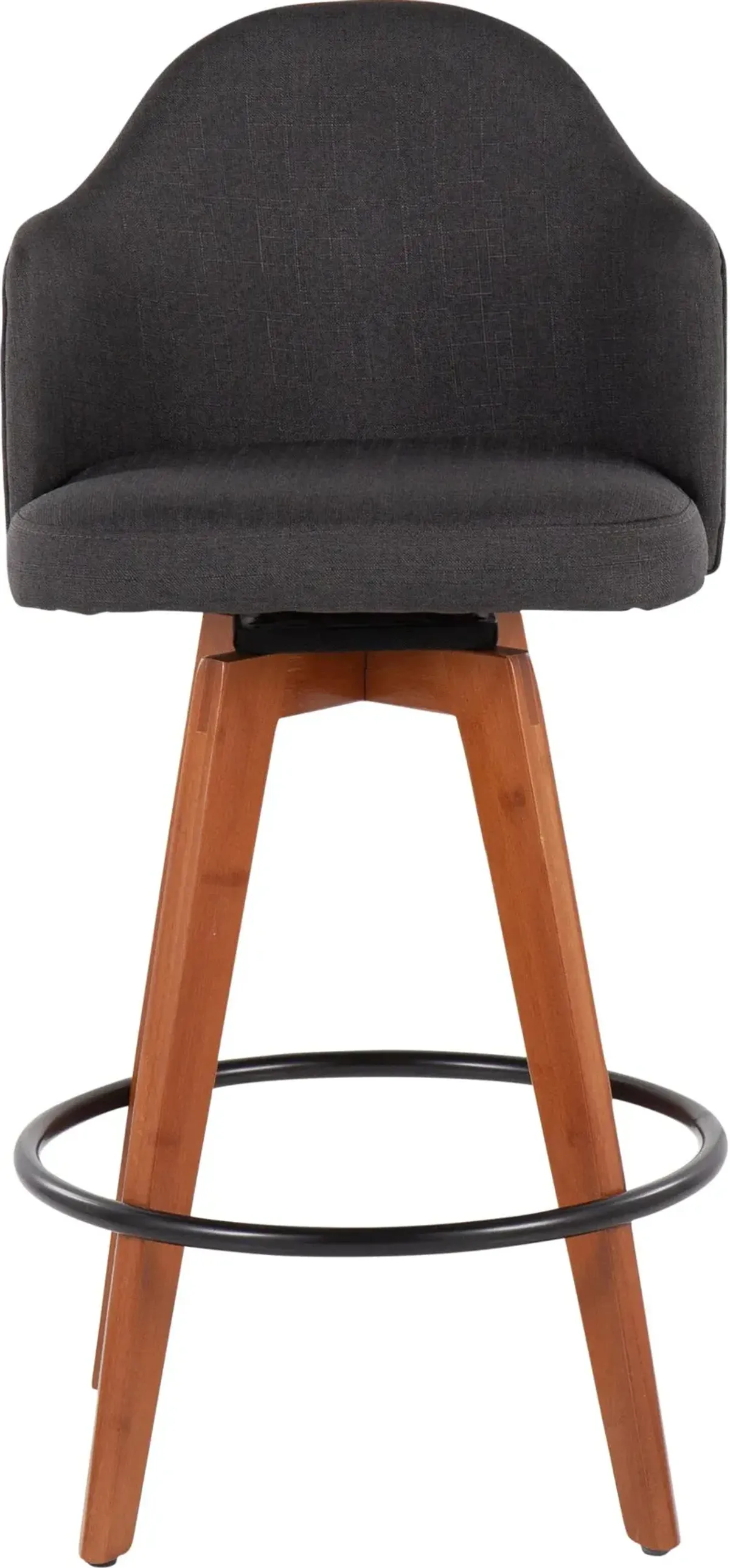 Ahoy Swiveling Gray Counter Stool with Walnut Legs, Set of 2