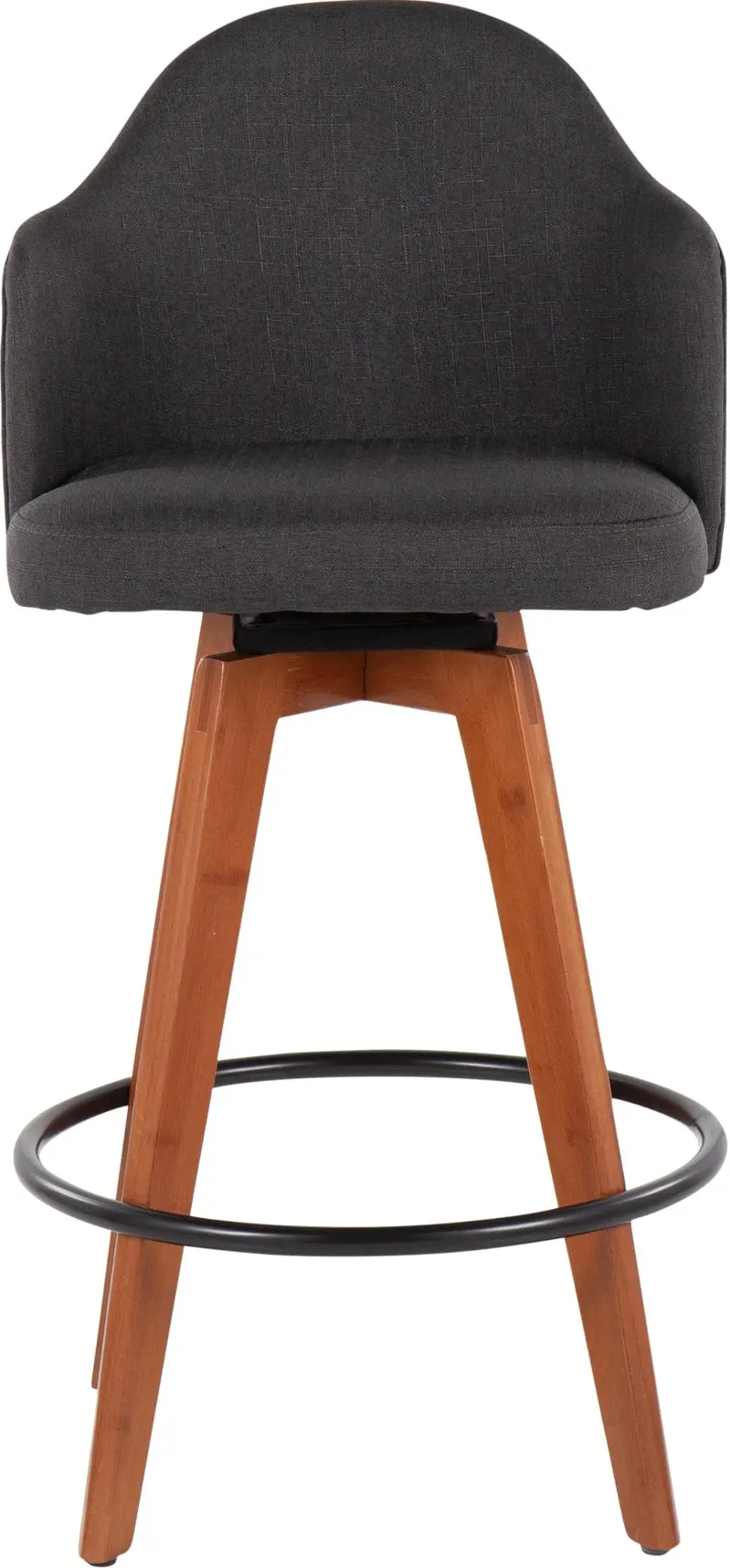 Ahoy Swiveling Gray Counter Stool with Walnut Legs, Set of 2