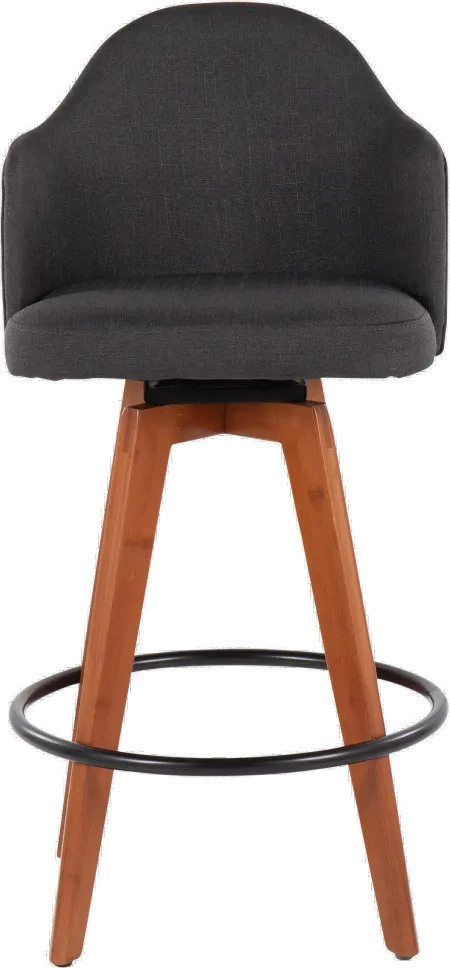 Ahoy Swiveling Gray Counter Stool with Walnut Legs, Set of 2