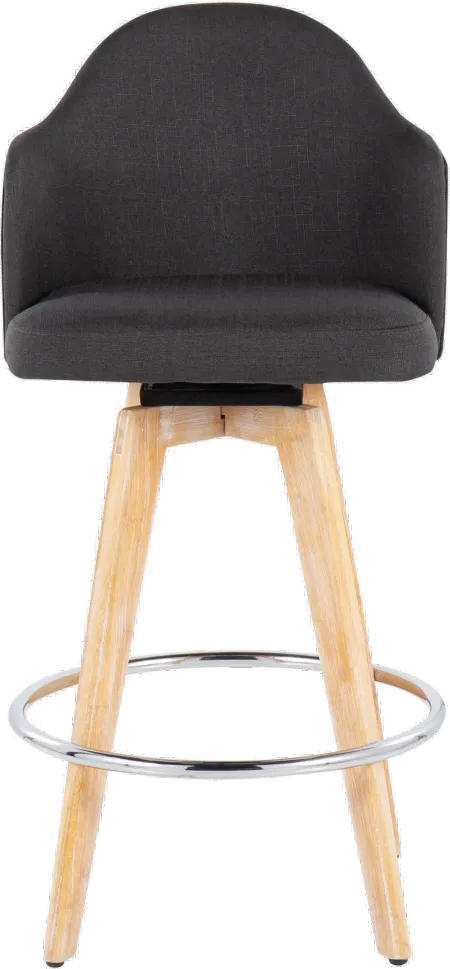 Ahoy Swiveling Gray Counter Stool with Natural Legs, Set of 2