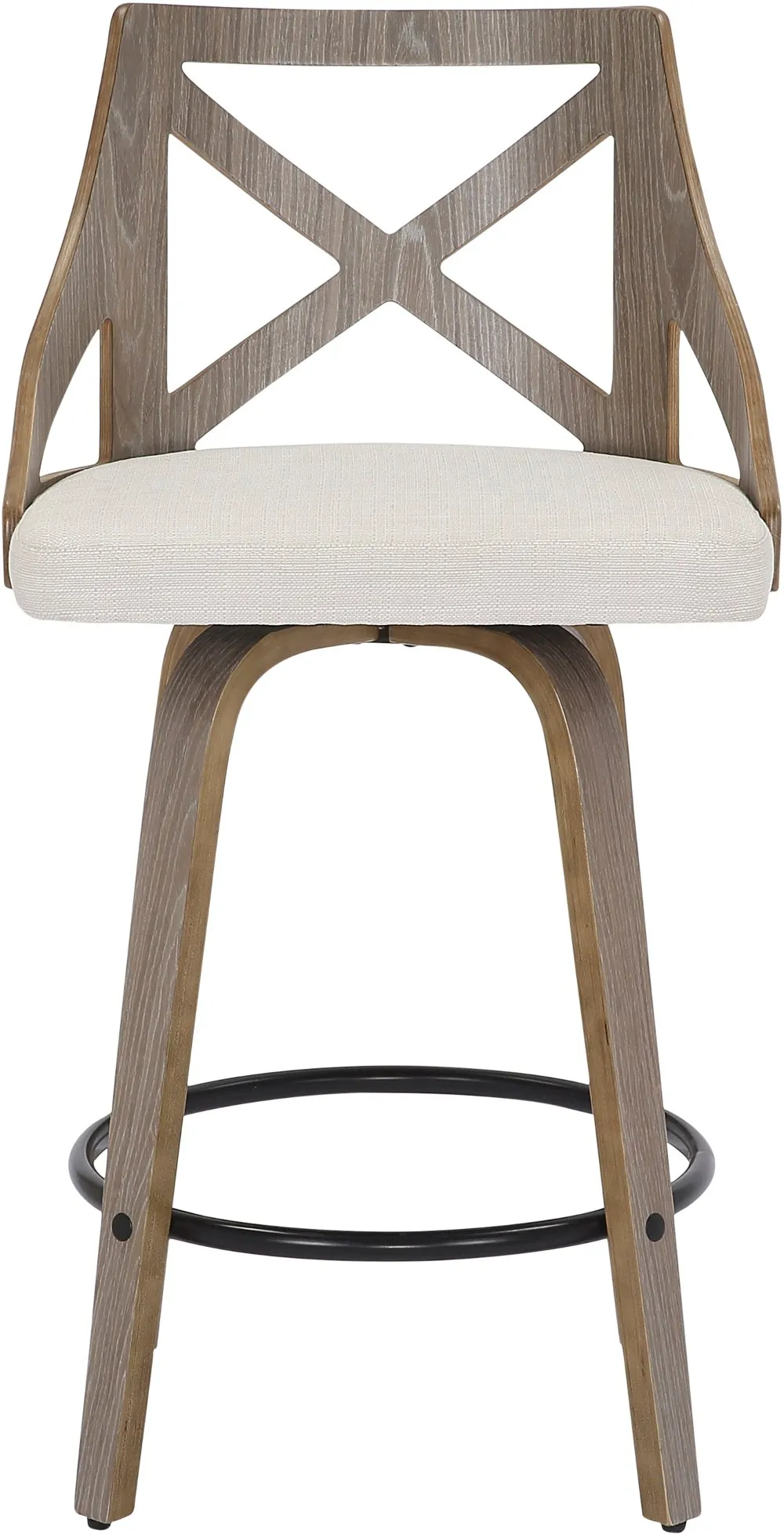 Charlotte Cream & Light Gray Wood Counter Stool, Set of 2