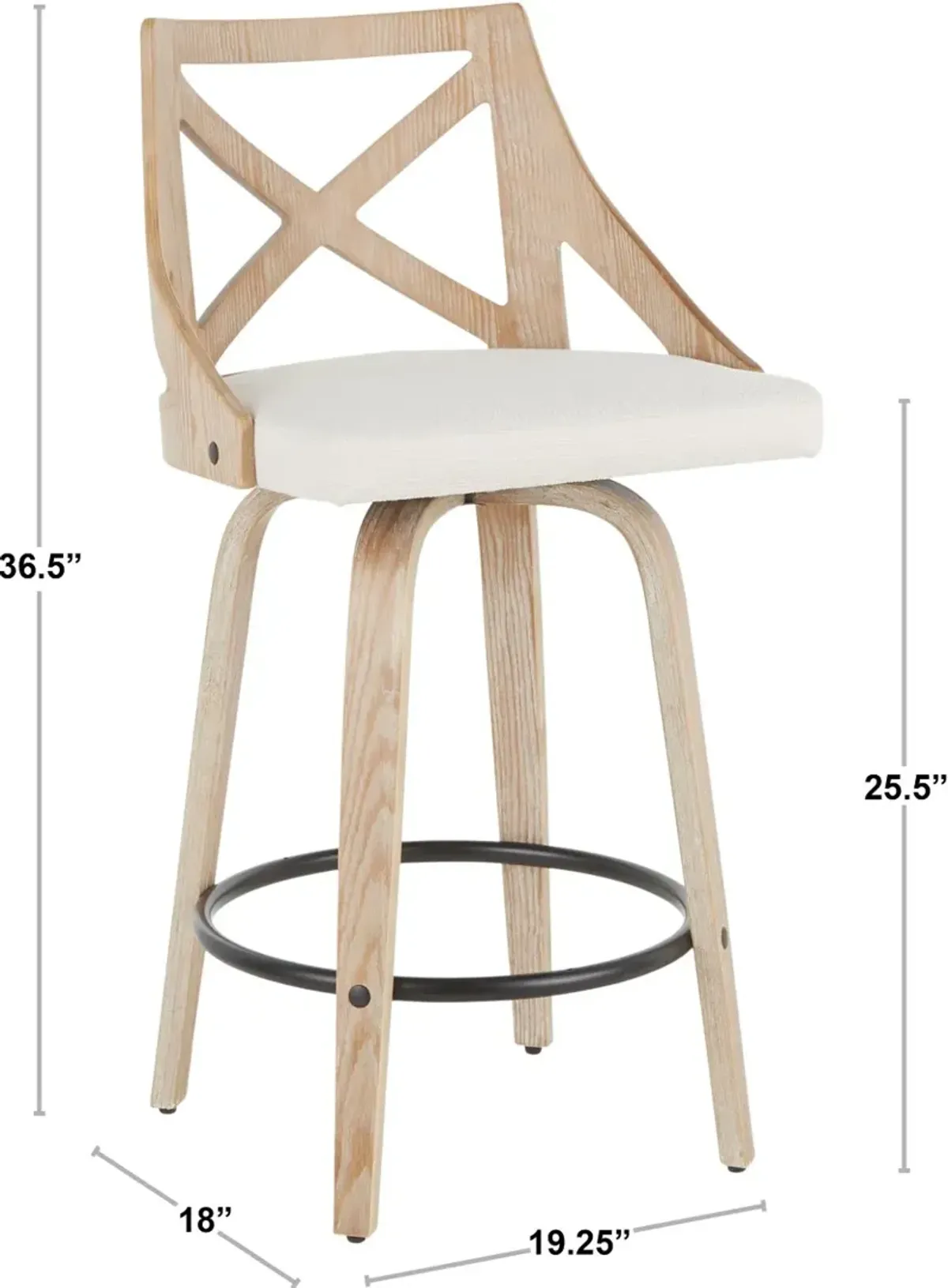 Charlotte Cream & Light Gray Wood Counter Stool, Set of 2