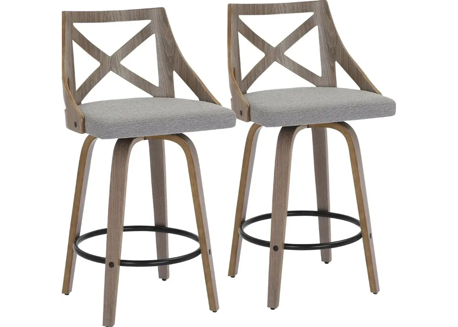 Charlotte Gray & Light Gray Wood Counter Stool, Set of 2