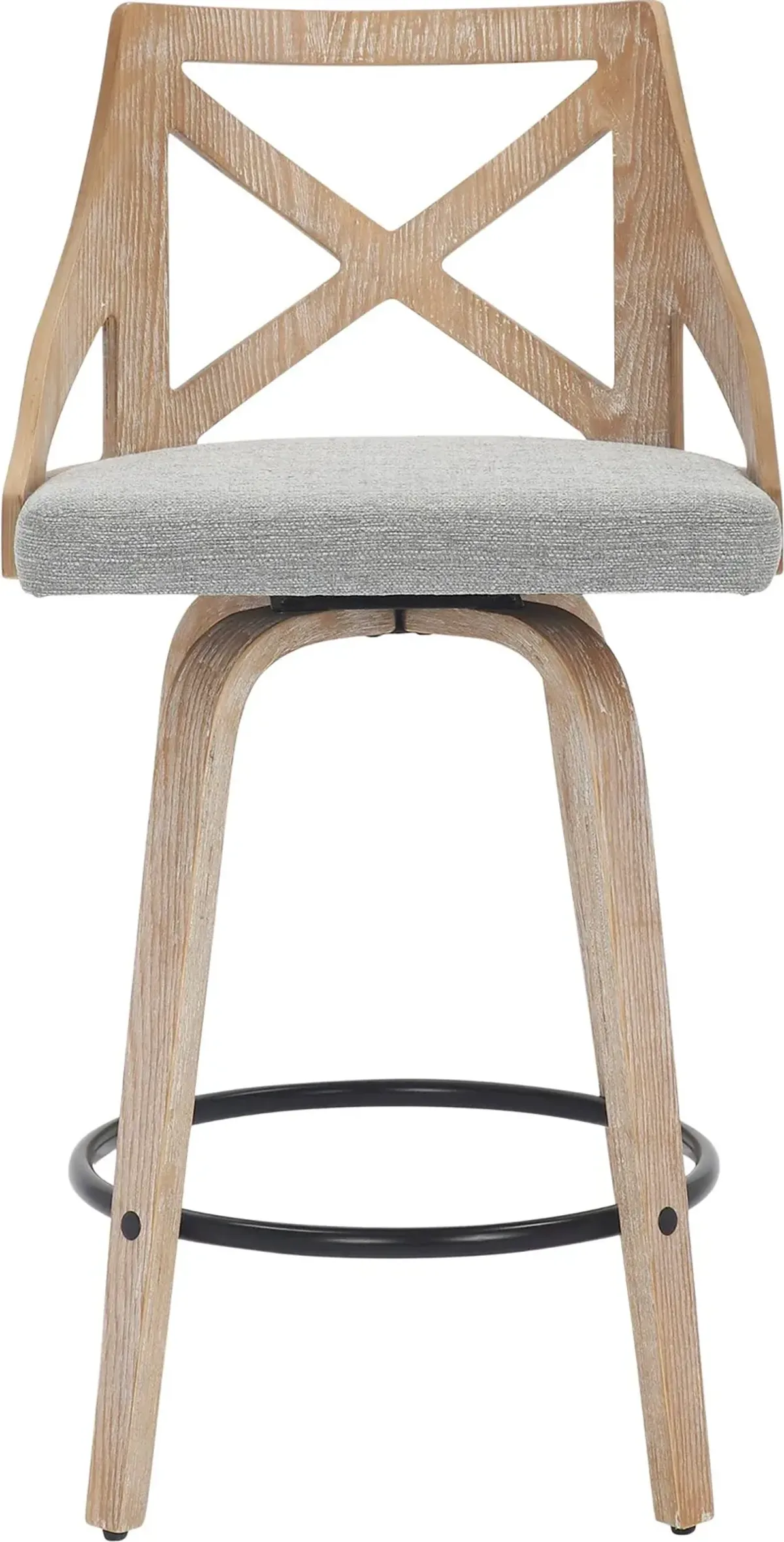 Charlotte Gray & White-Washed Wood Counter Stool, Set of 2