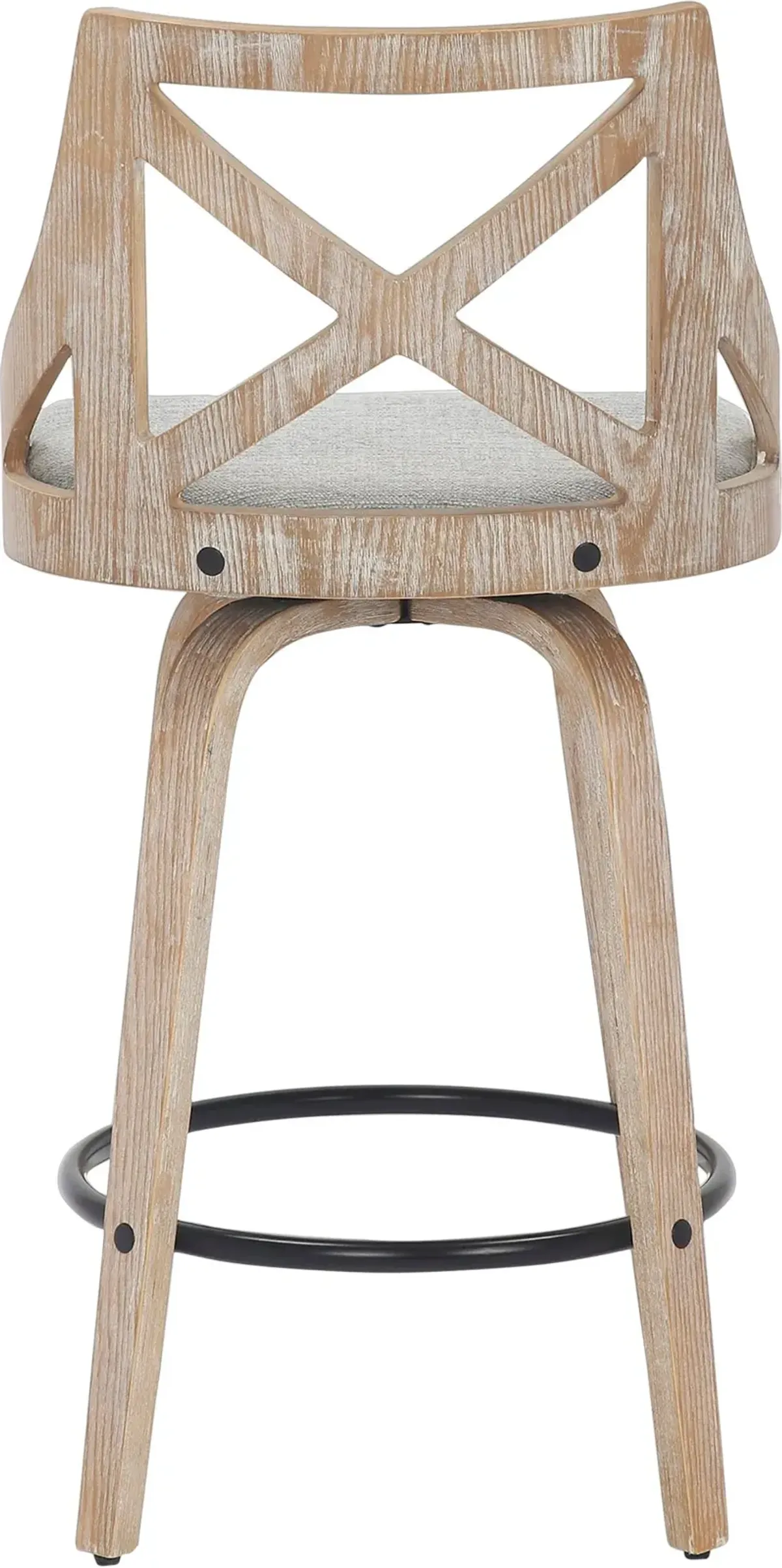 Charlotte Gray & White-Washed Wood Counter Stool, Set of 2