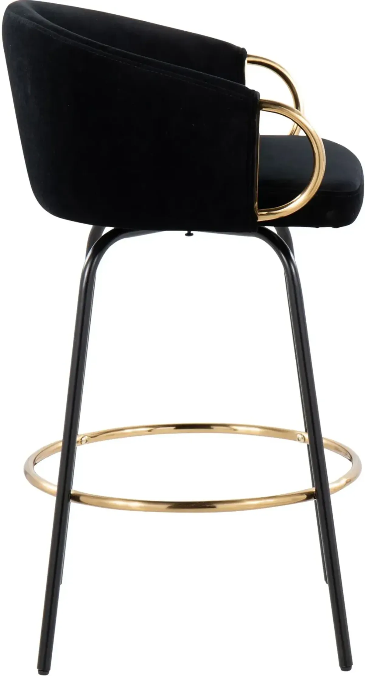 Claire Glam Gold & Black Velvet Barstool Stool, Set of 2