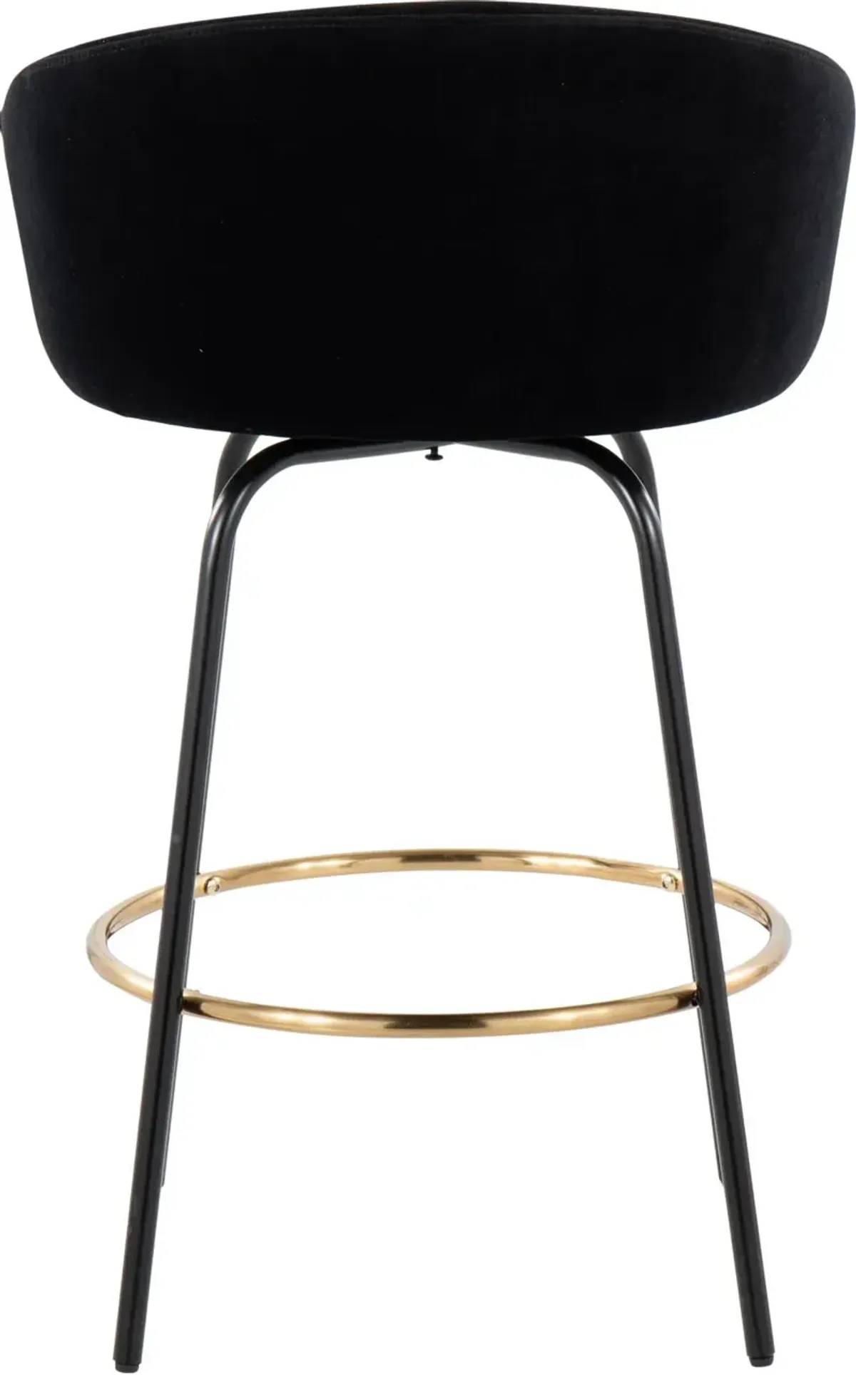 Claire Glam Gold & Black Velvet Barstool Stool, Set of 2