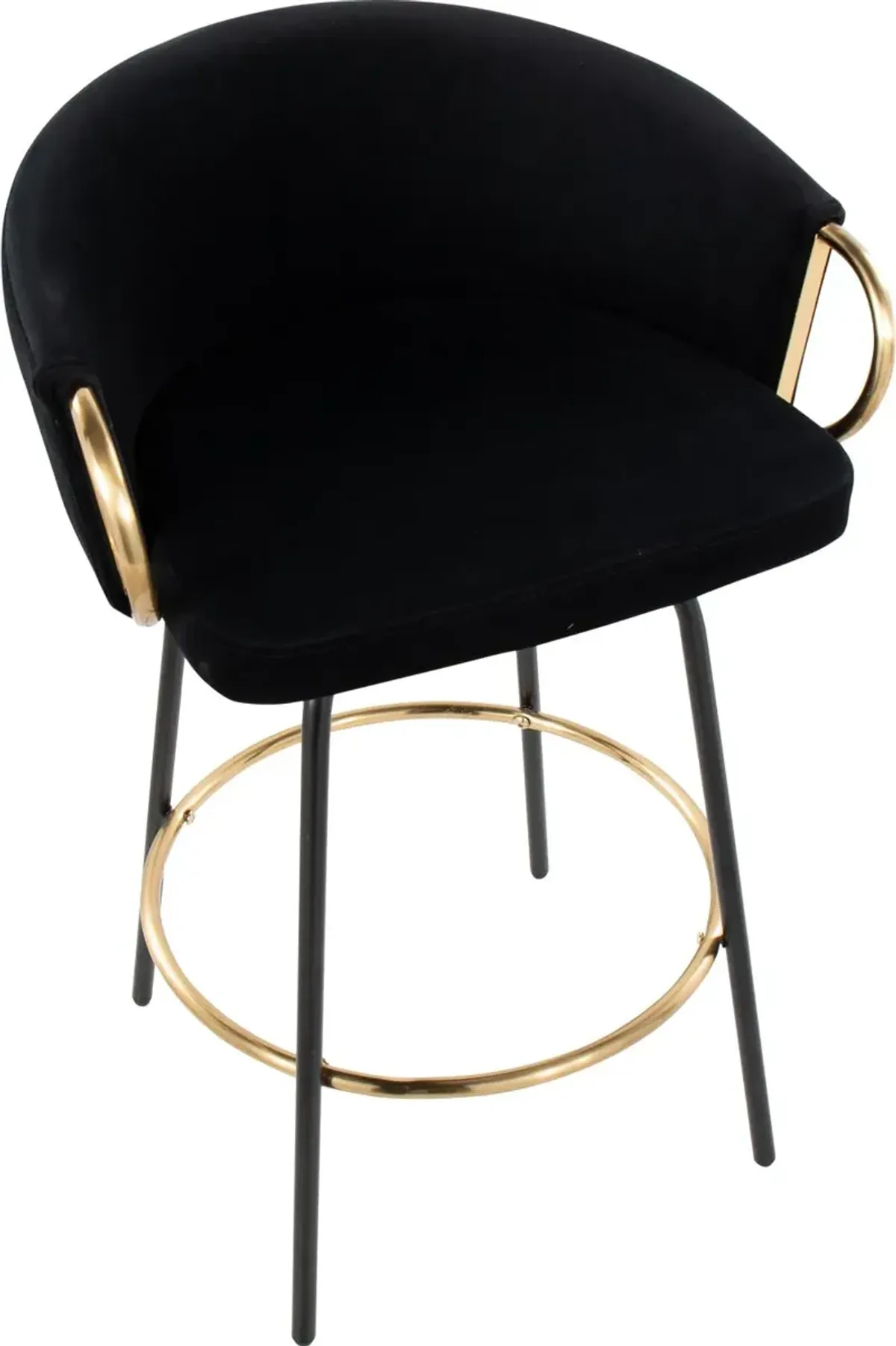 Claire Glam Gold & Black Velvet Barstool Stool, Set of 2