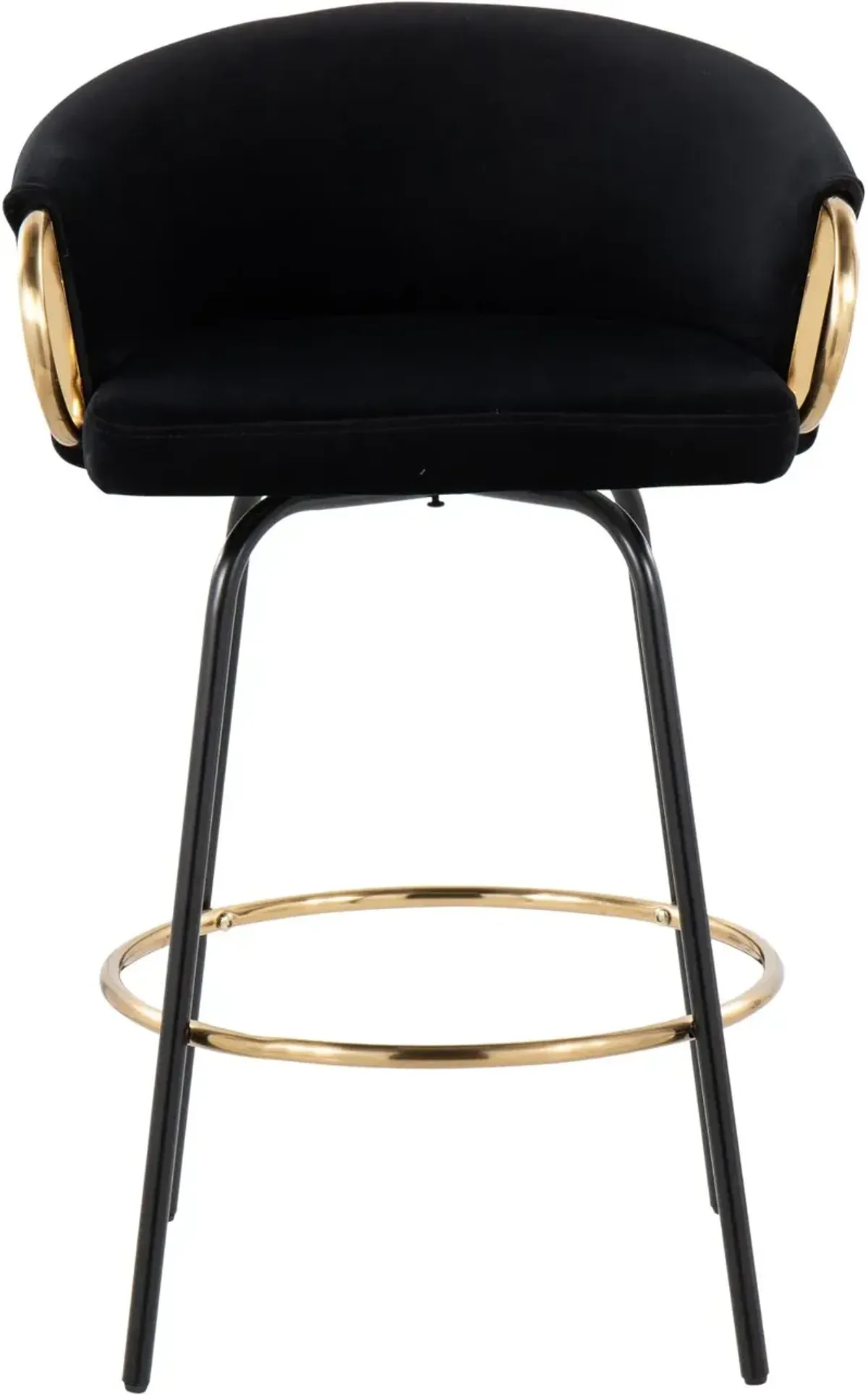 Claire Glam Gold & Black Velvet Barstool Stool, Set of 2