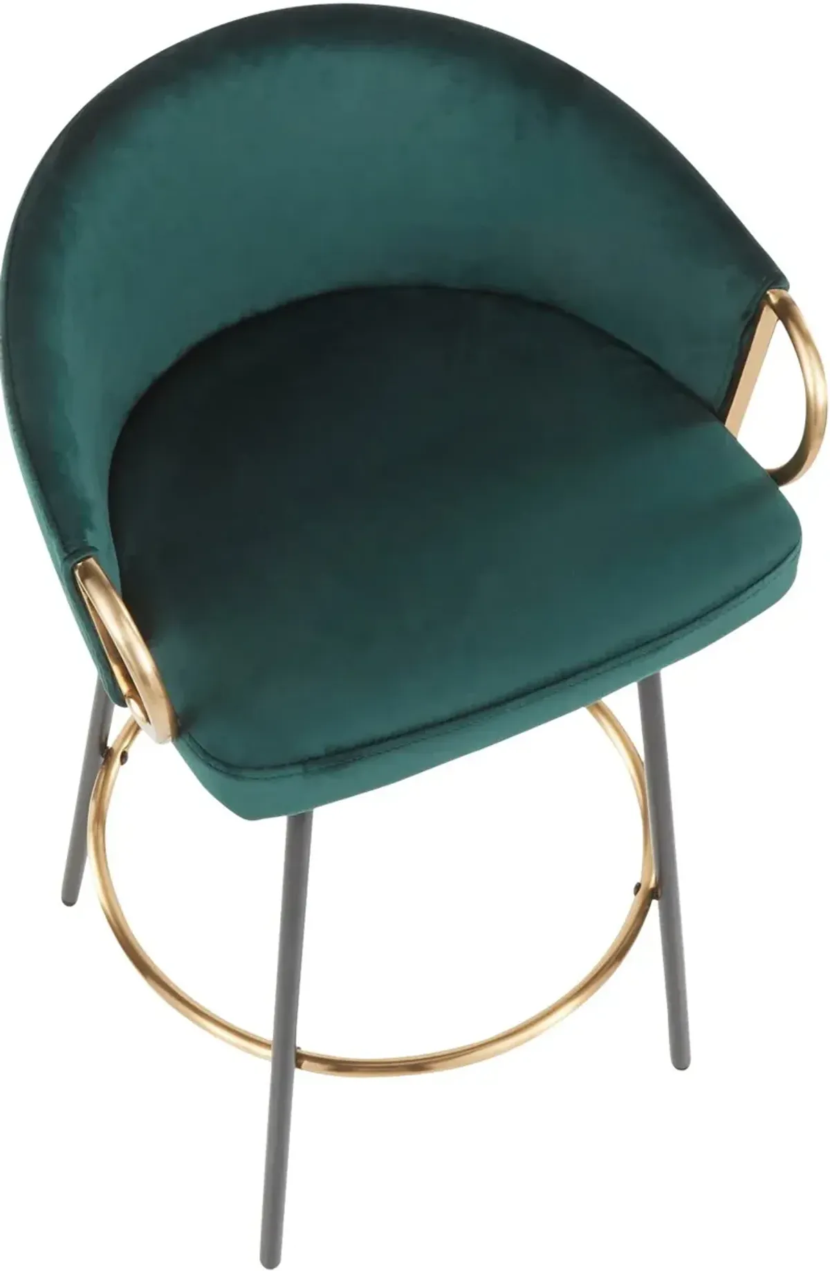 Claire Glam Gold & Emerald Velvet Barstool Stool, Set of 2