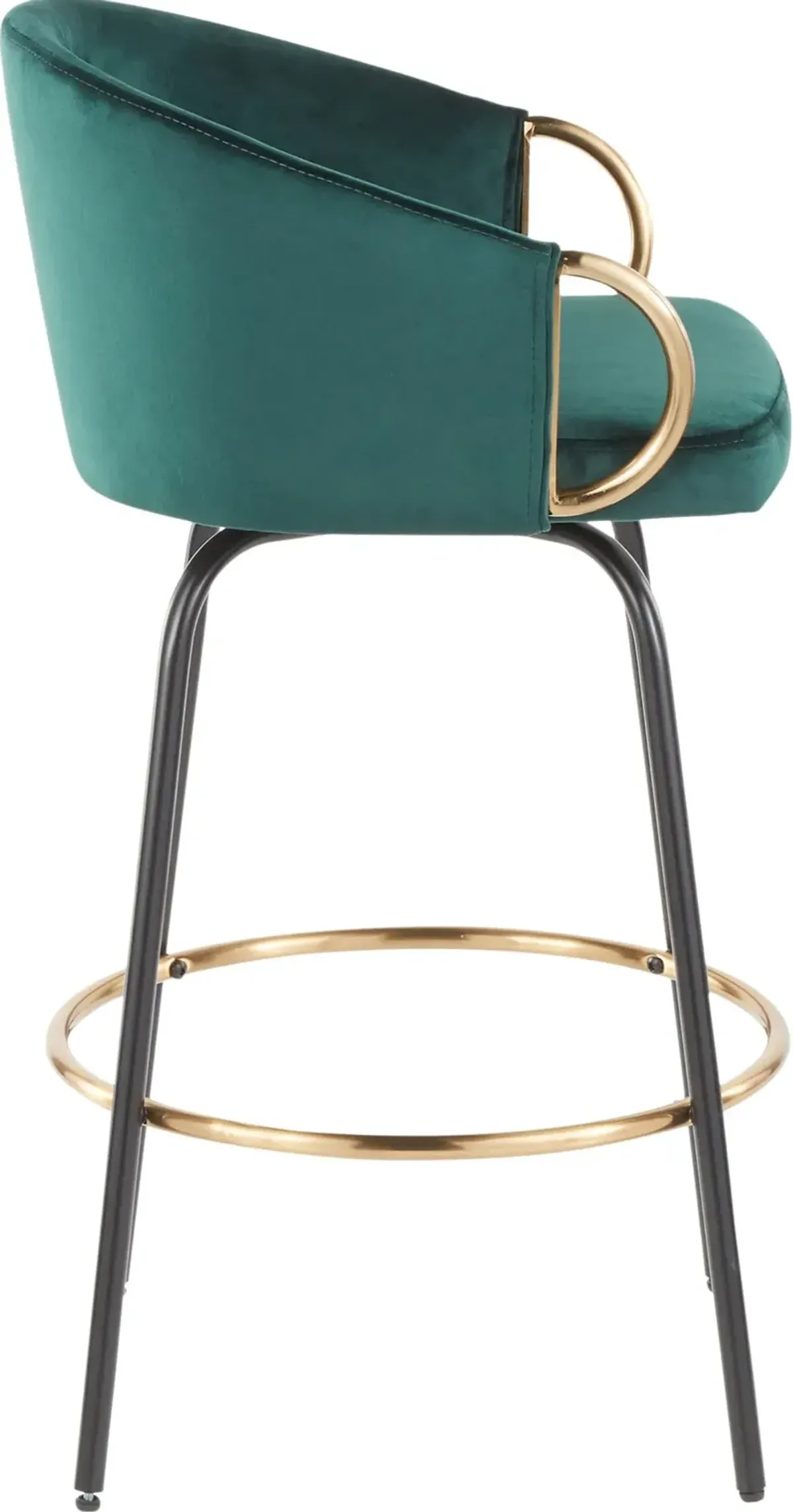 Claire Glam Gold & Emerald Velvet Barstool Stool, Set of 2