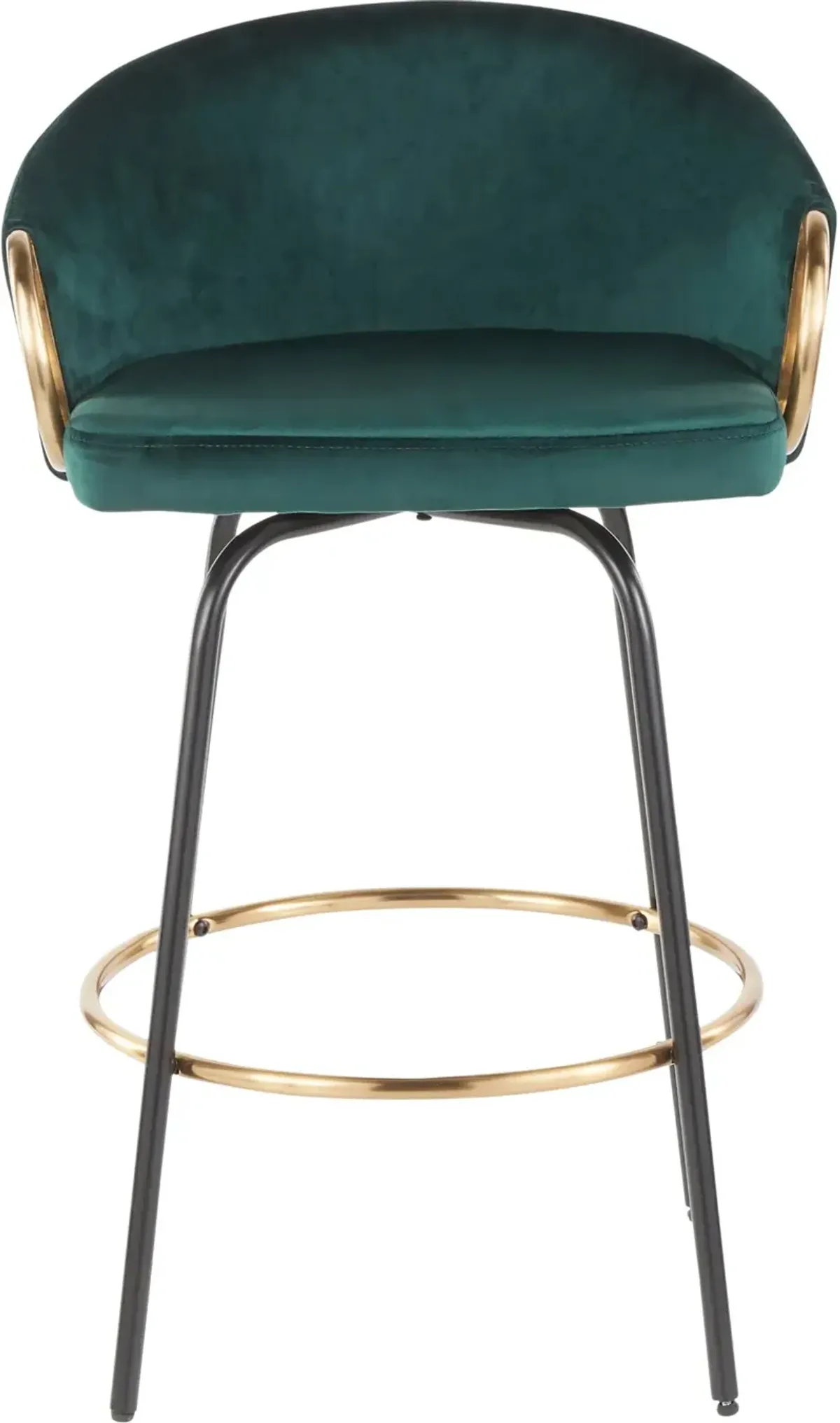 Claire Glam Gold & Emerald Velvet Barstool Stool, Set of 2