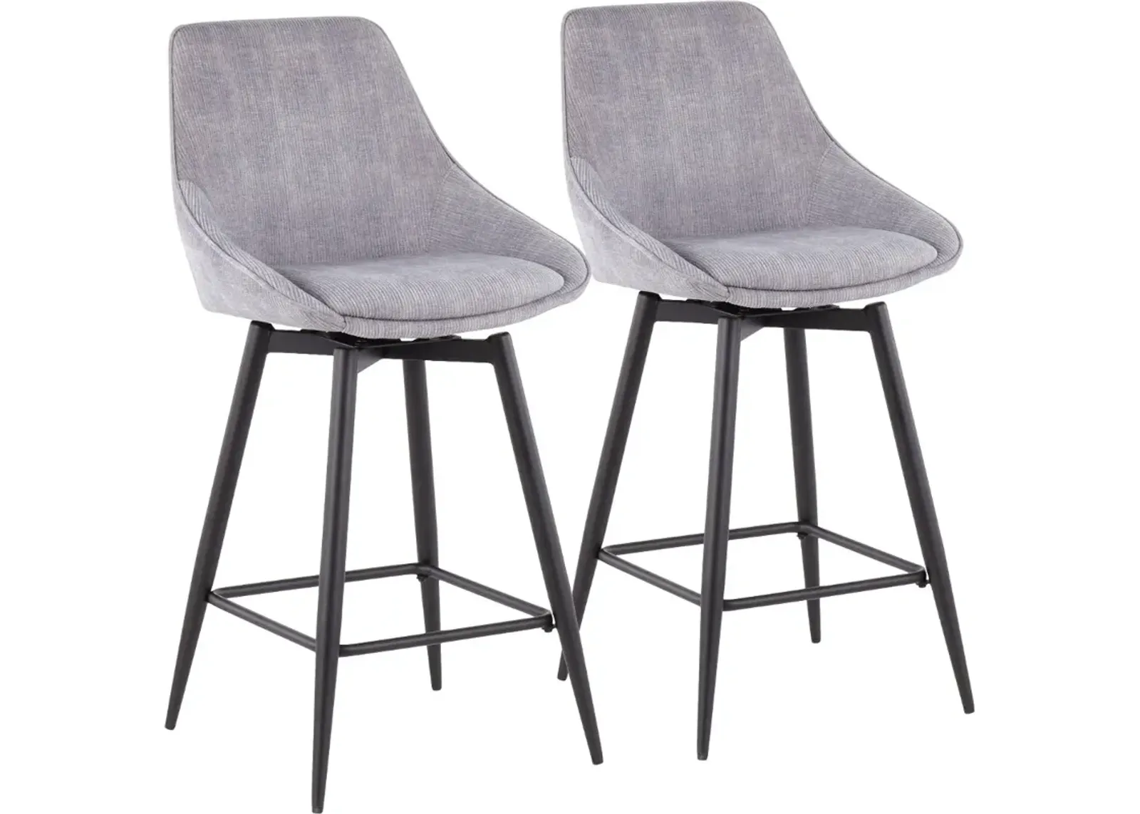 Diana Gray Corduroy Swiveling Counter Stools, Set of 2