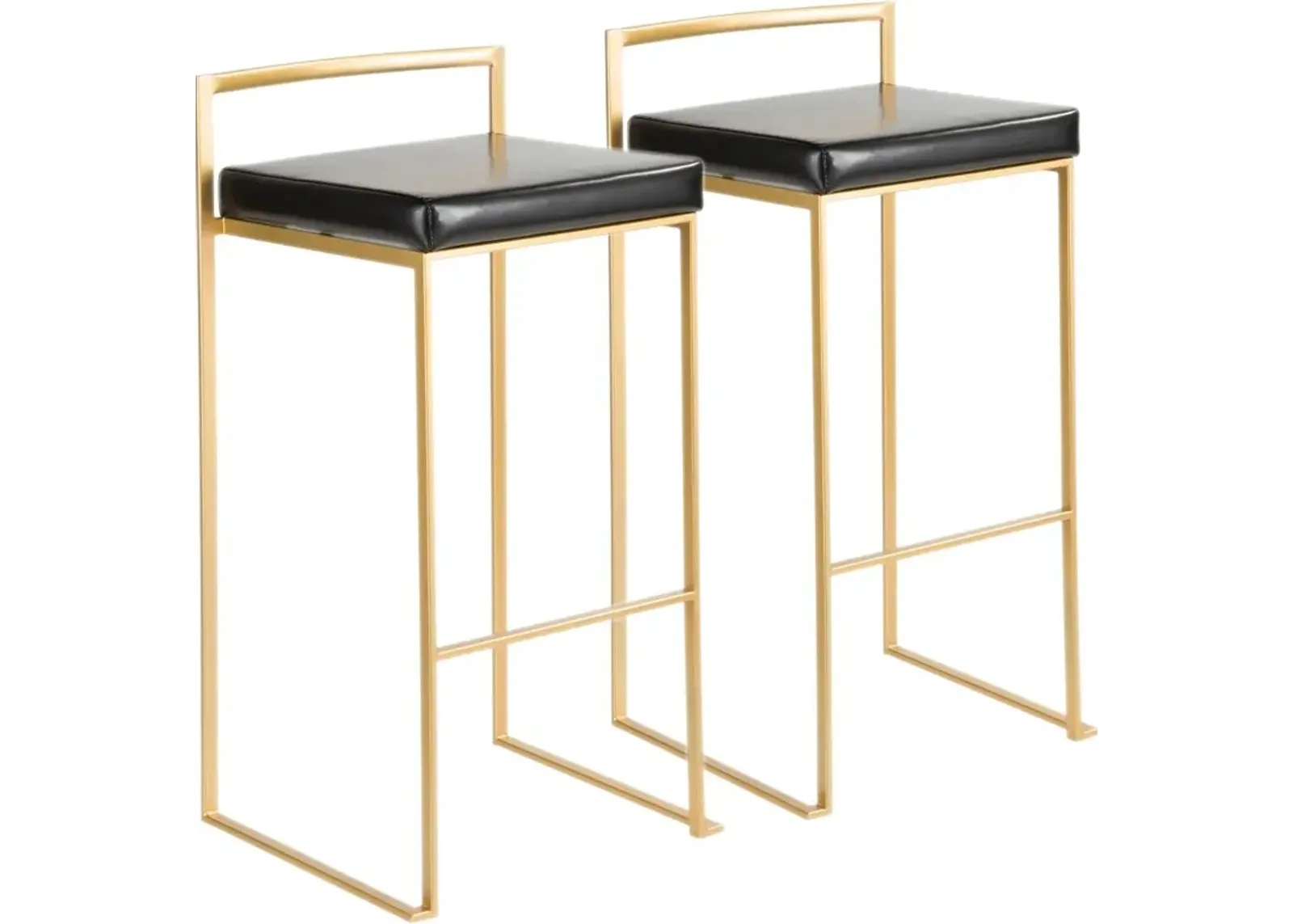 Fuji Gold & Black Bar Stool with Low Back, Set of 2