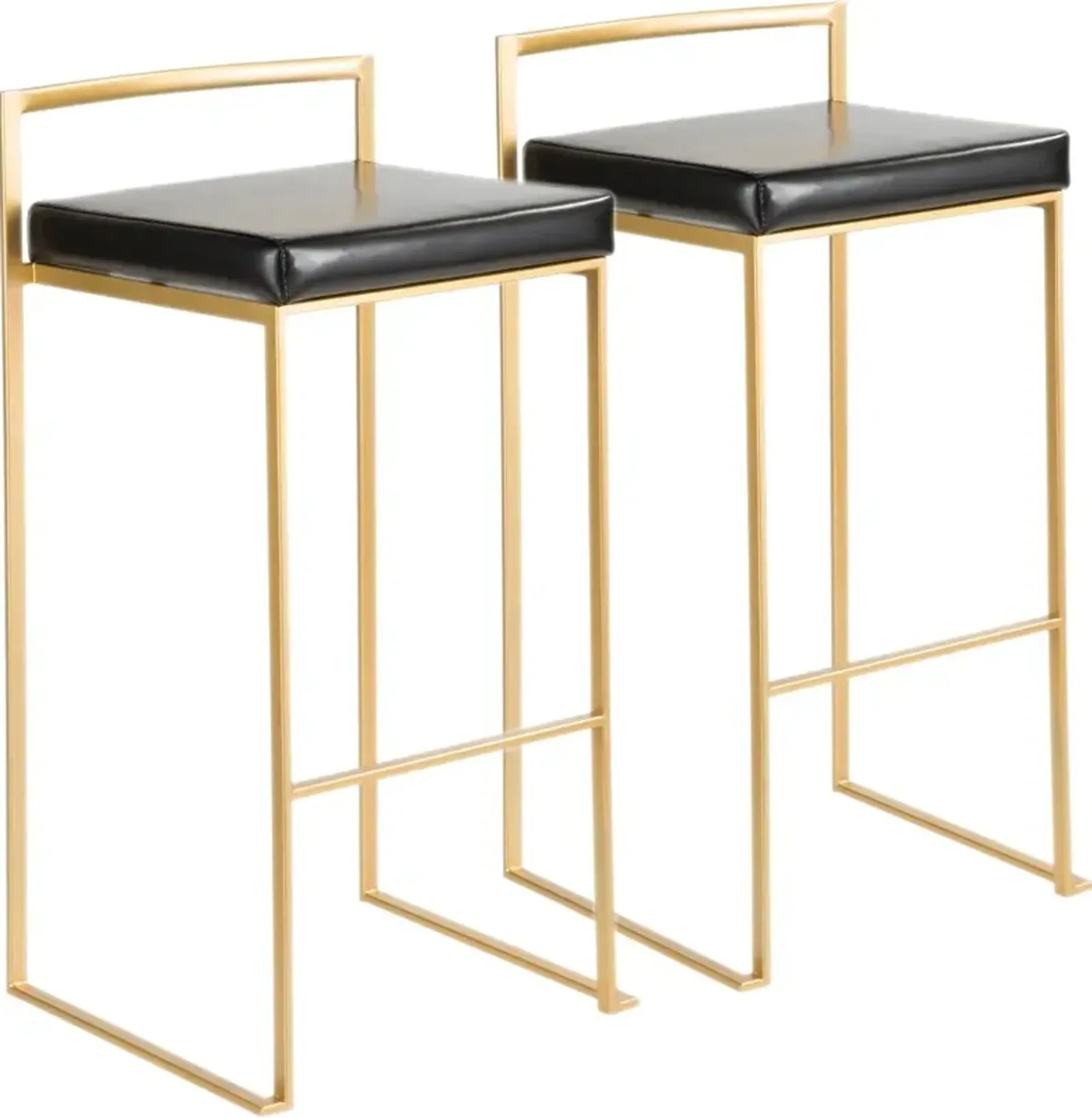 Fuji Gold & Black Bar Stool with Low Back, Set of 2