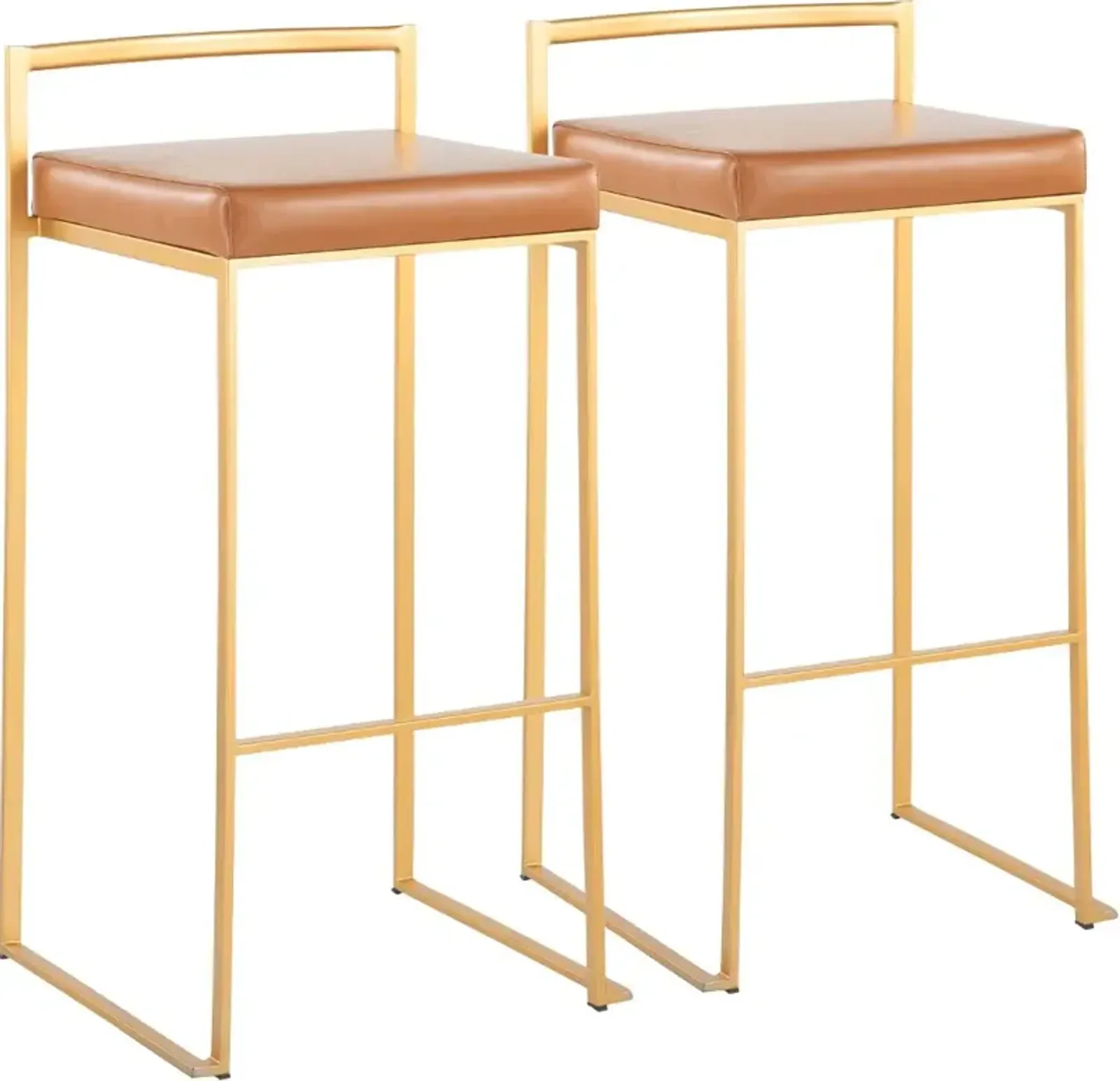 Fuji Gold and Camel Bar Stool with Low Back, Set of 2