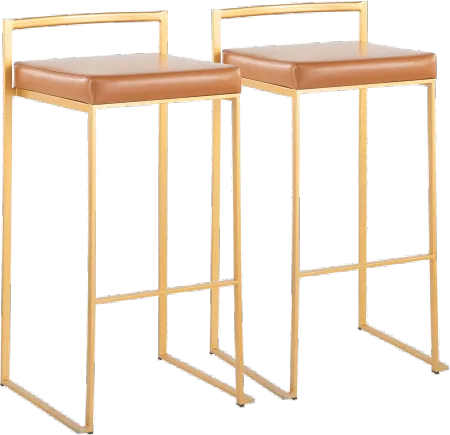 Fuji Gold and Camel Bar Stool with Low Back, Set of 2