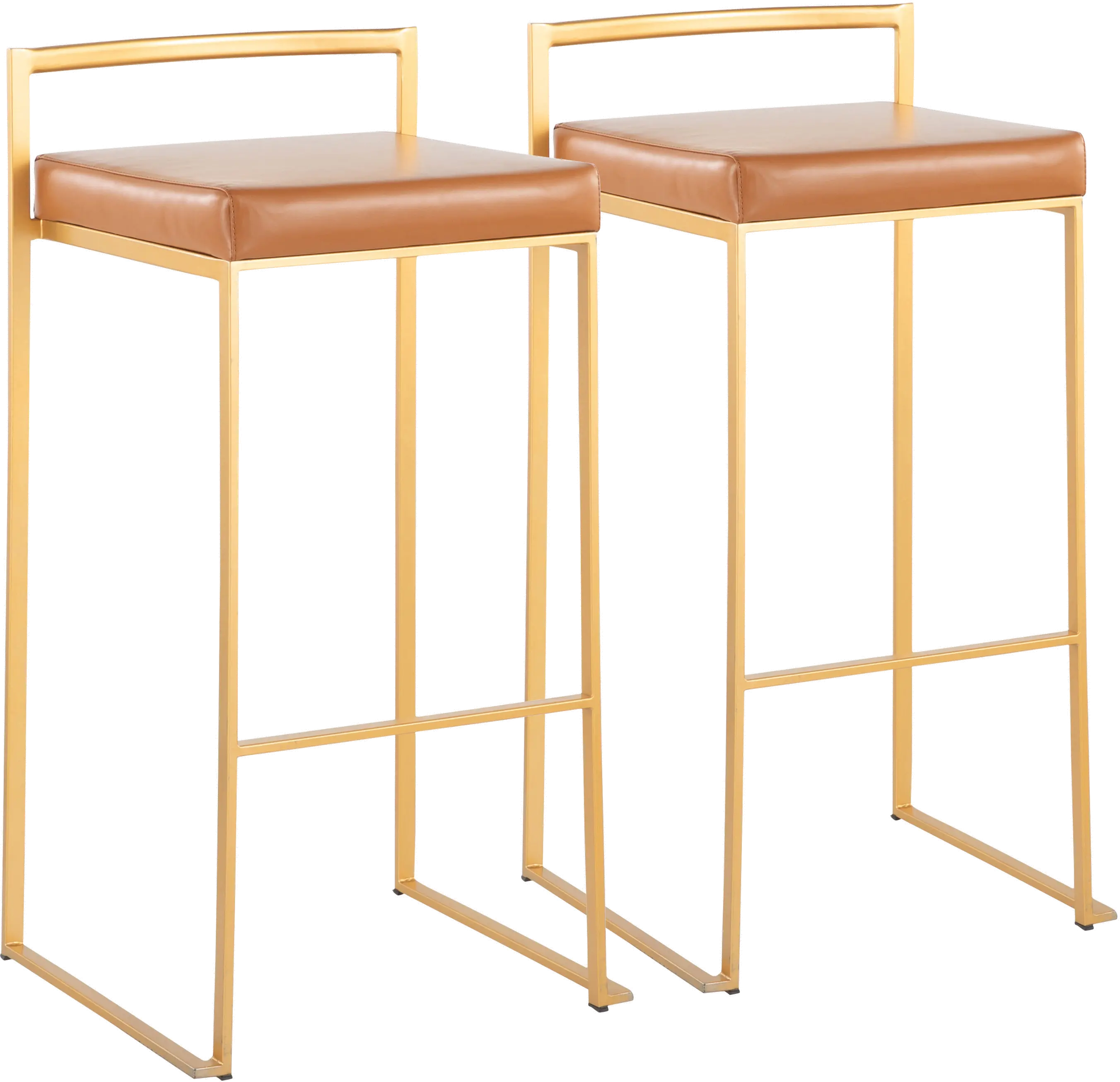 Fuji Gold and Camel Bar Stool with Low Back, Set of 2