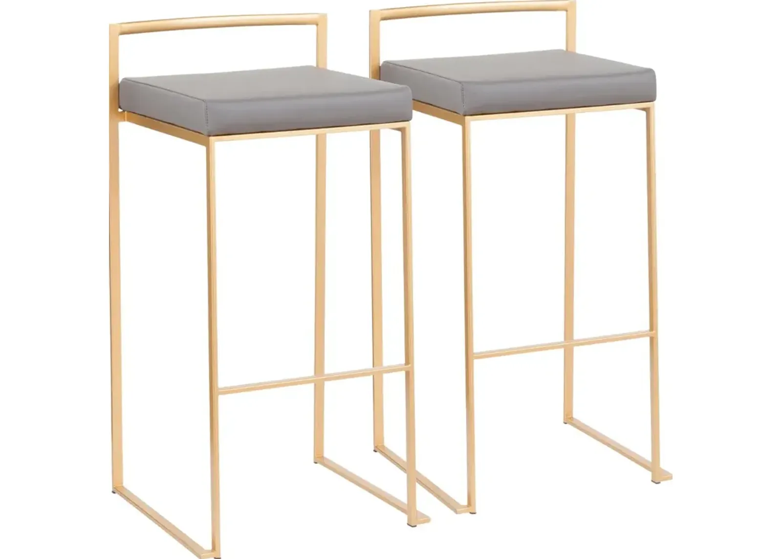 Fuji Gold and Gray Bar Stool with Low Back, Set of 2