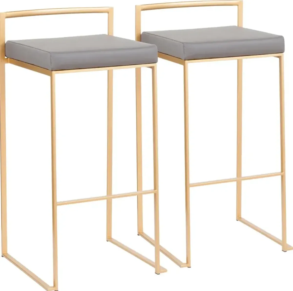 Fuji Gold and Gray Bar Stool with Low Back, Set of 2