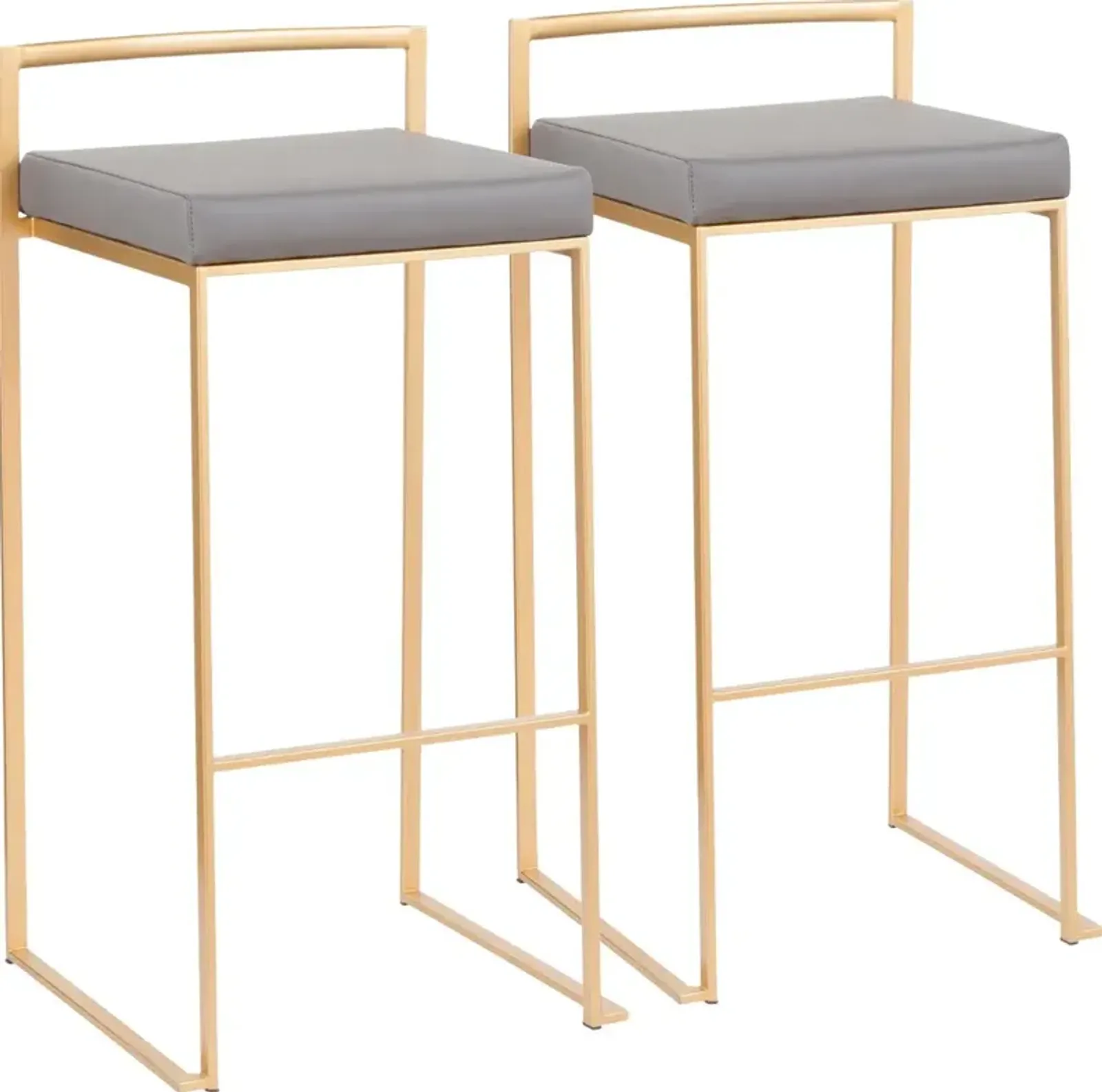 Fuji Gold and Gray Bar Stool with Low Back, Set of 2