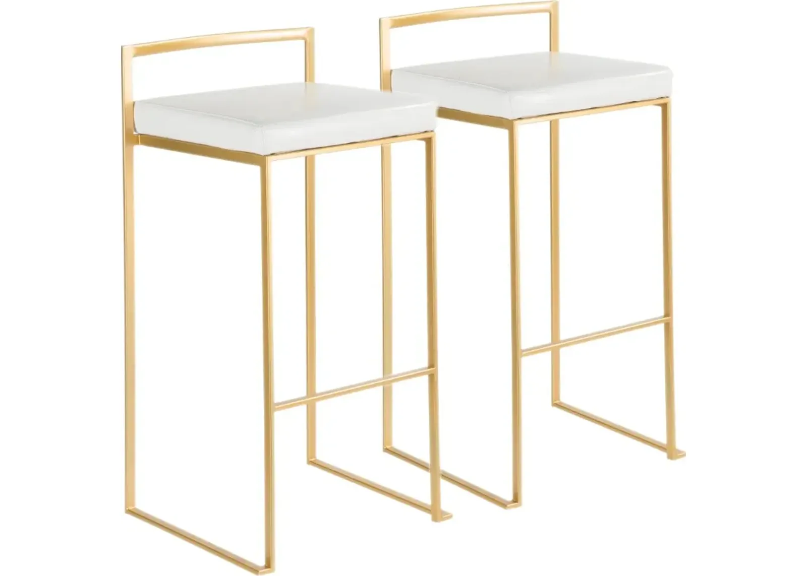 Fuji Gold and White Bar Stool with Low Back, Set of 2