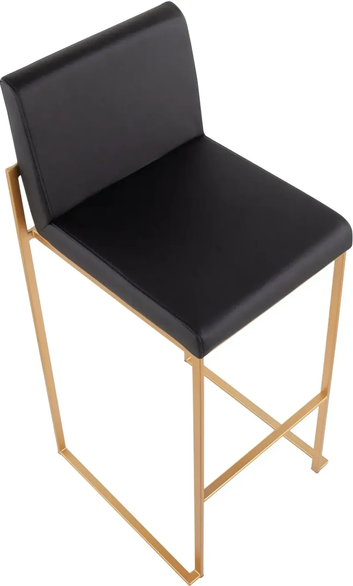 Fuji High Back Gold & Black Faux Leather Barstools, Set of 2