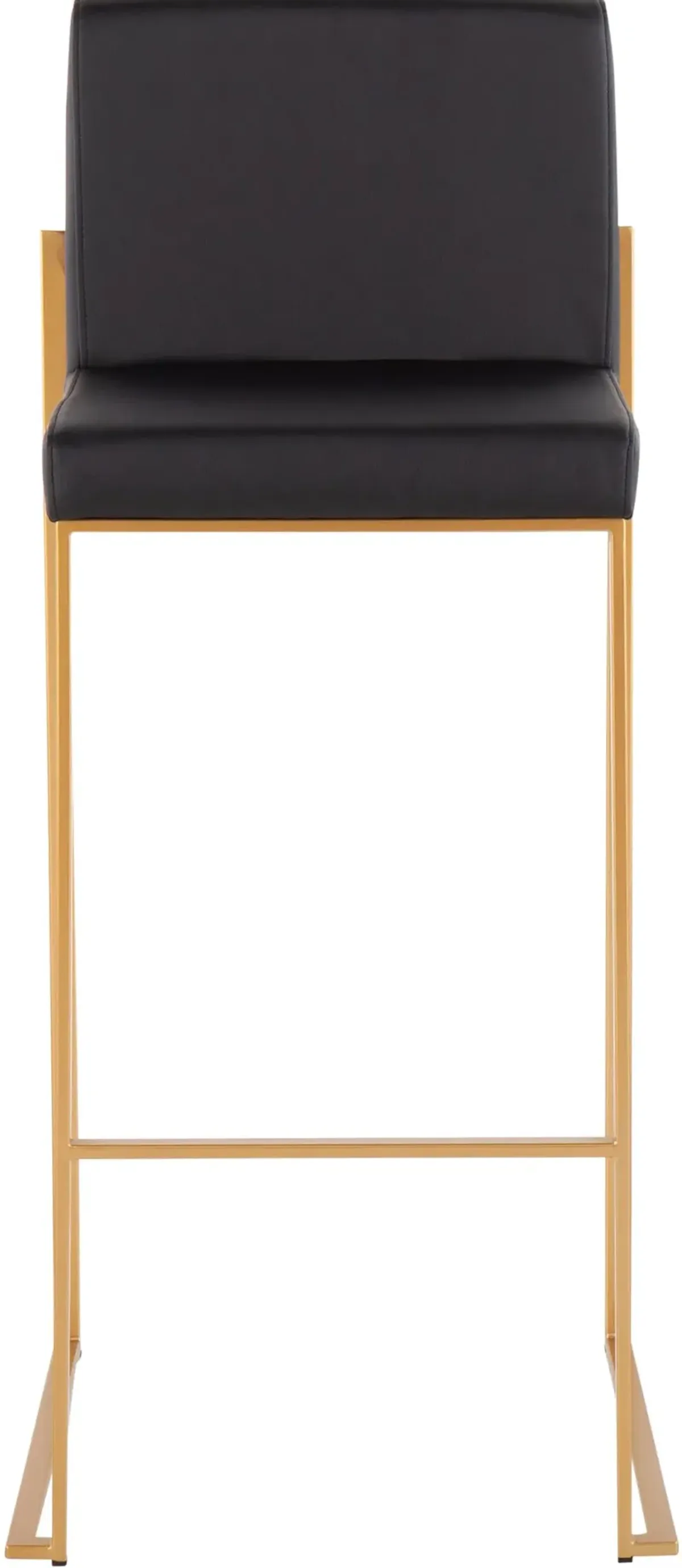 Fuji High Back Gold & Black Faux Leather Barstools, Set of 2