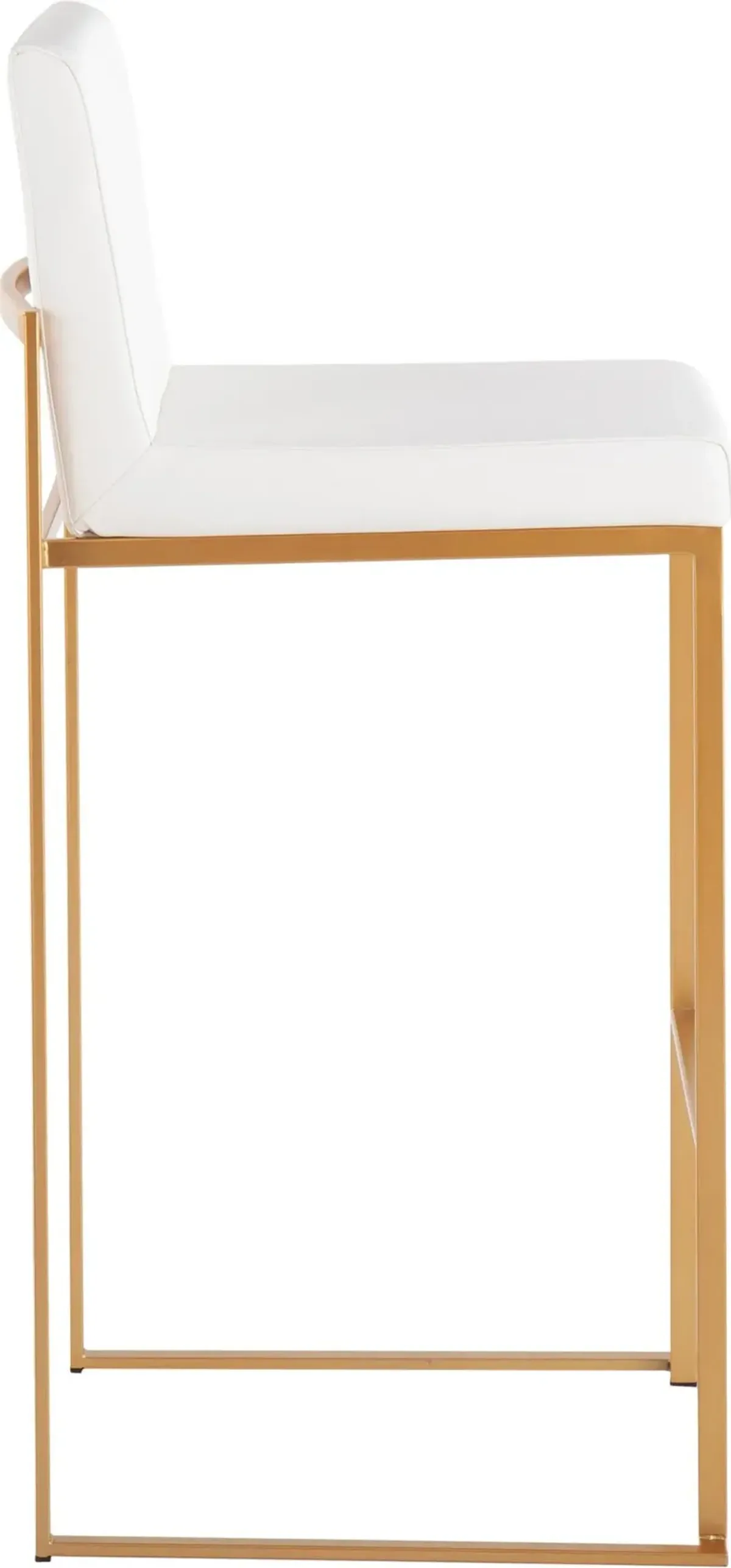 Fuji High Back Gold & White Faux Leather Barstools, Set of 2