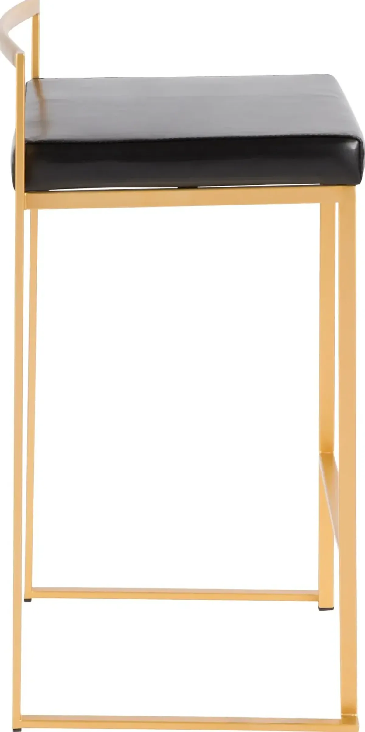 Fuji Low Back Gold & Black Faux Leather Counter Stools, Set of 2