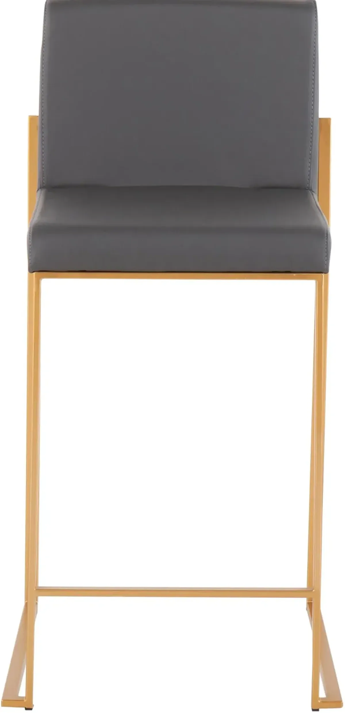 Fuji High Back Gold & Gray Faux Leather Counter Stools, Set of 2