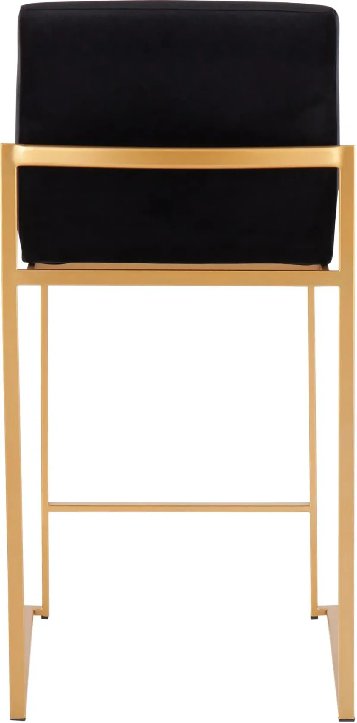 Fuji High Back Gold & Black Velvet Counter Stools, Set of 2