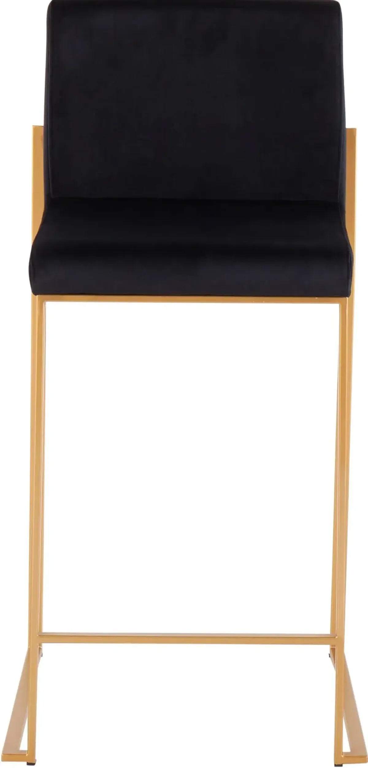 Fuji High Back Gold & Black Velvet Counter Stools, Set of 2