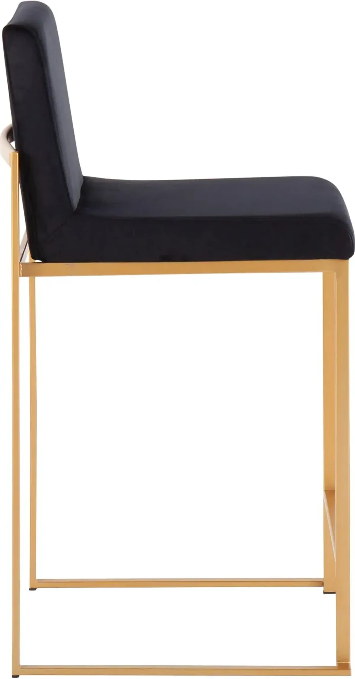 Fuji High Back Gold & Black Velvet Counter Stools, Set of 2