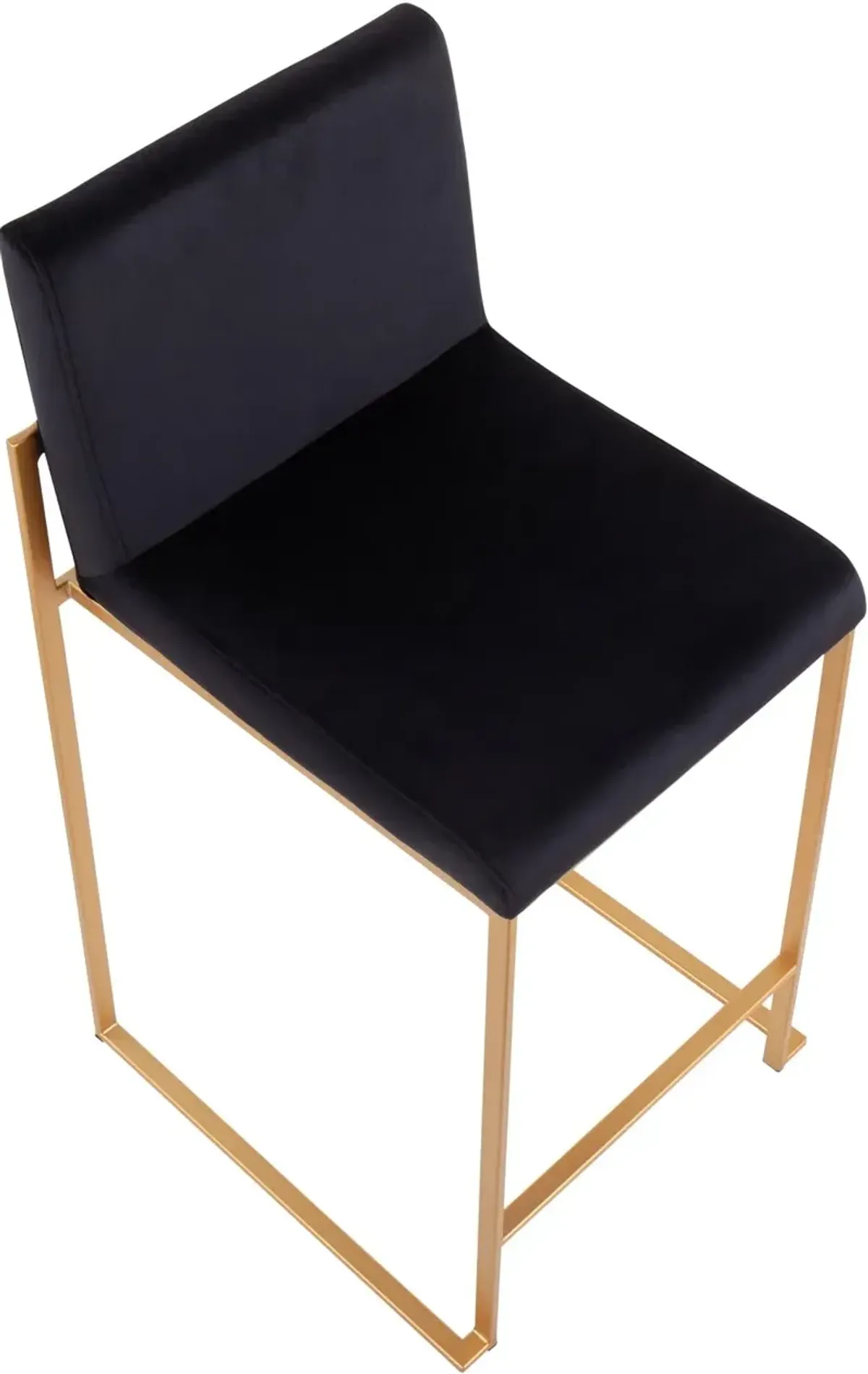 Fuji High Back Gold & Black Velvet Counter Stools, Set of 2