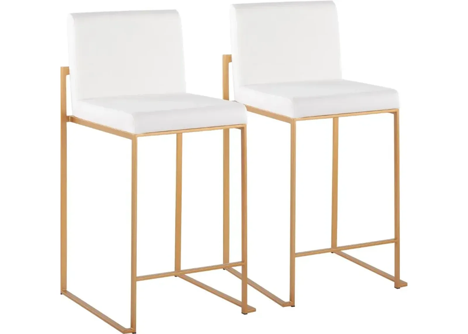 Fuji High Back Gold & White Velvet Counter Stools, Set of 2