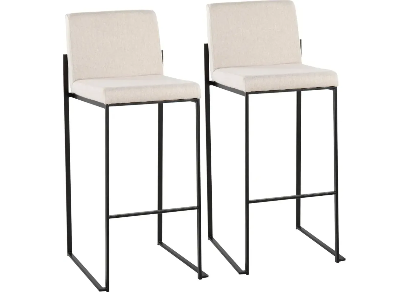 Fuji Black and Beige Bar Stool, Set of 2