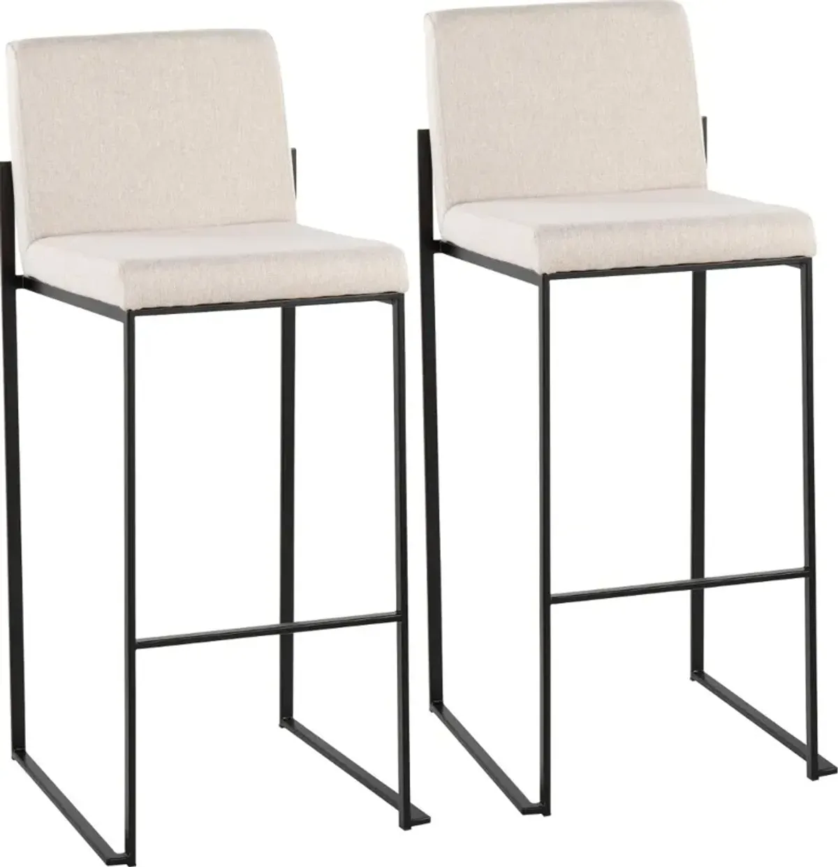 Fuji Black and Beige Bar Stool, Set of 2