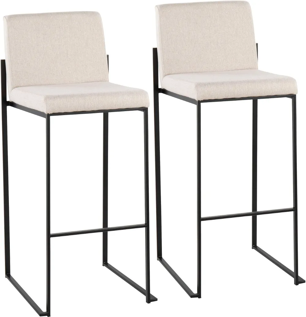 Fuji Black and Beige Bar Stool, Set of 2