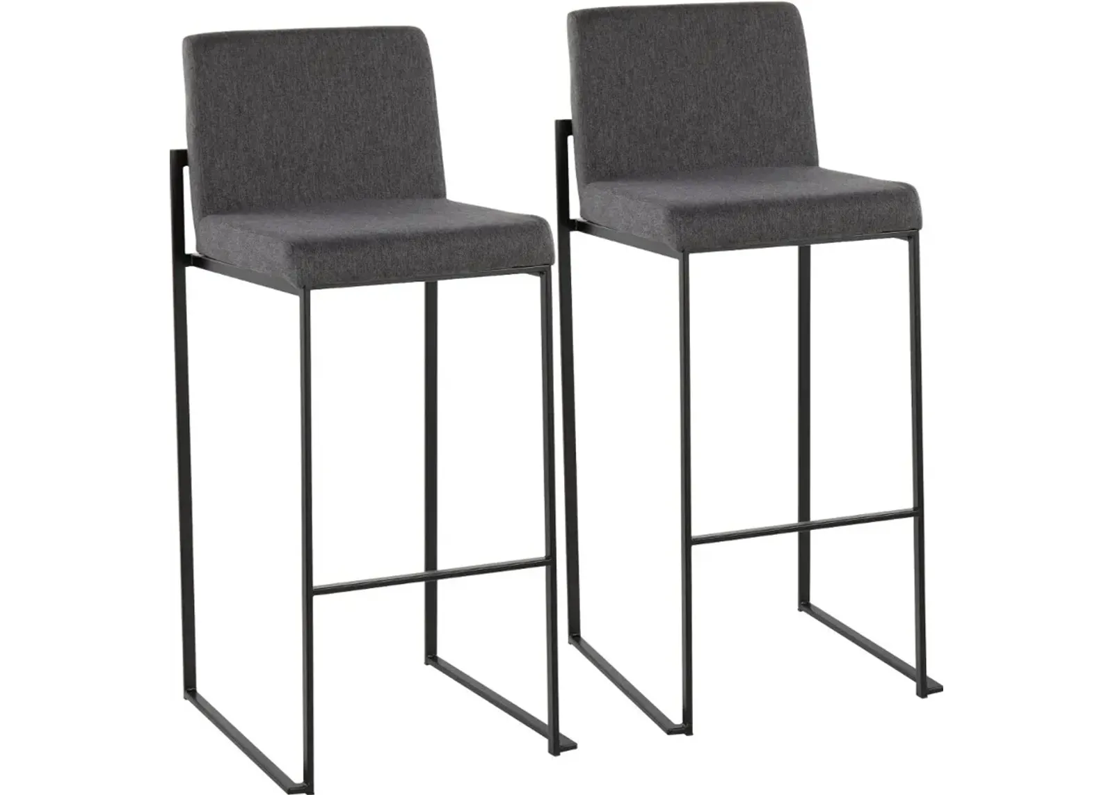 Fuji Black and Charcoal Bar Stool, Set of 2